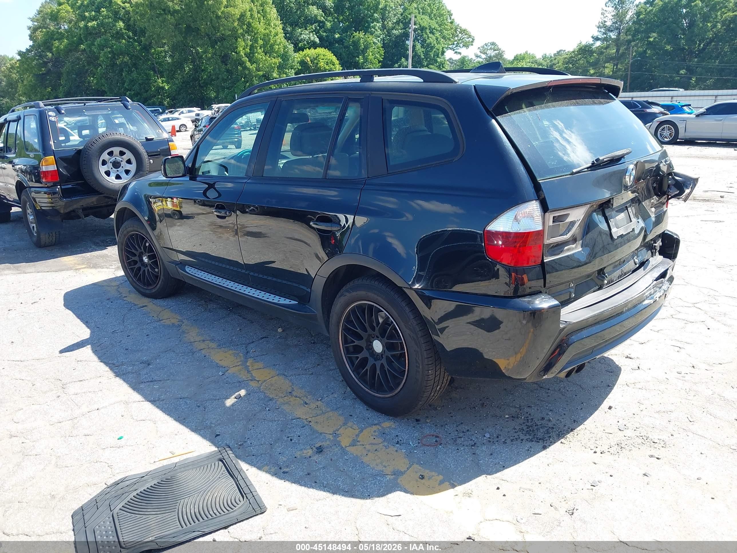 2008 Bmw X3 3.0si Black vin: WBXPC934X8WJ23941