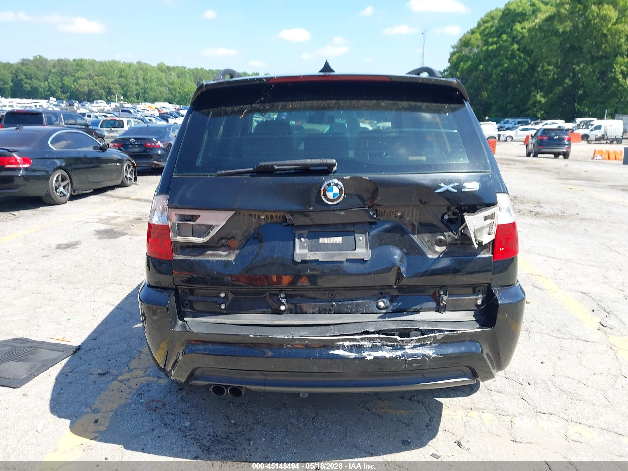 2008 Bmw X3 3.0si Black vin: WBXPC934X8WJ23941