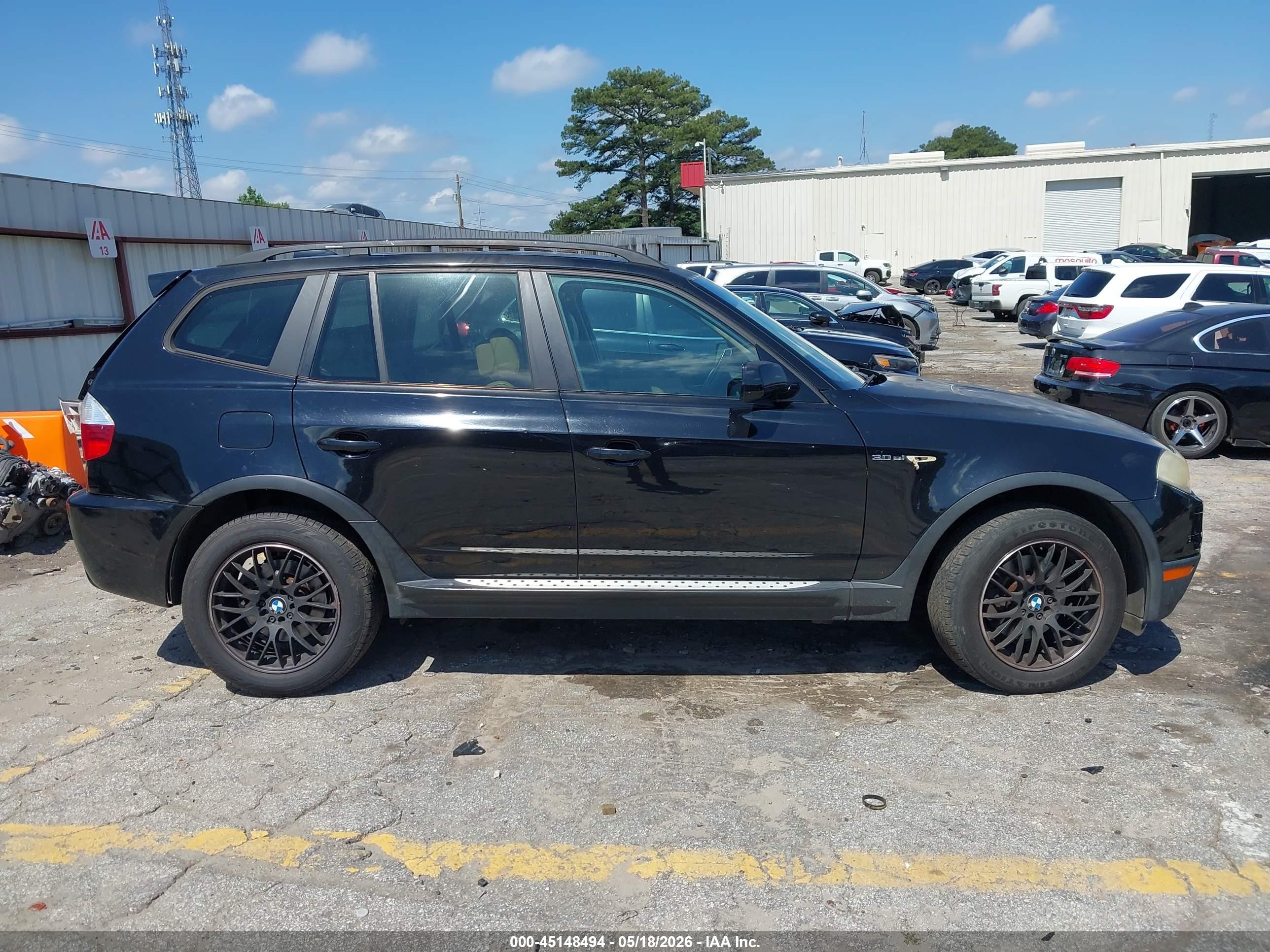 2008 Bmw X3 3.0si Black vin: WBXPC934X8WJ23941