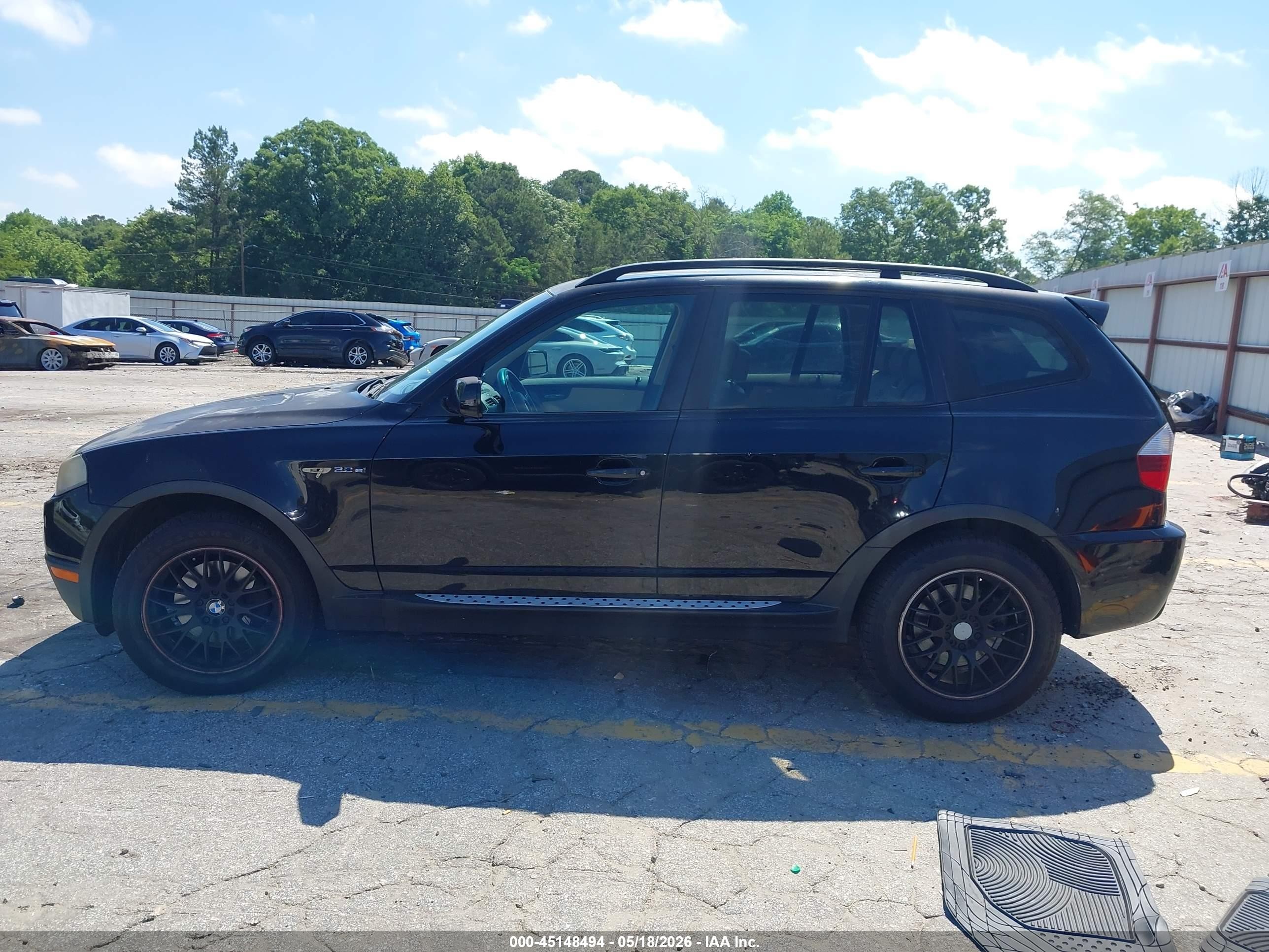 2008 Bmw X3 3.0si Black vin: WBXPC934X8WJ23941