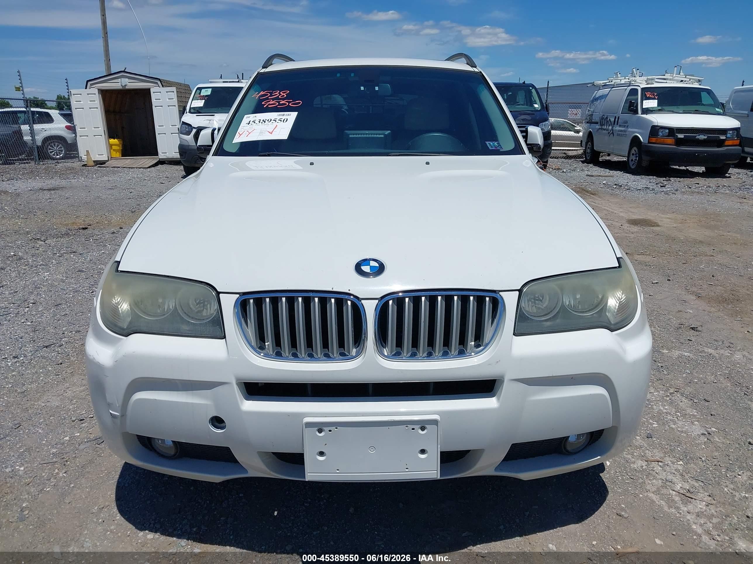 2009 Bmw X3 Xdrive30i White vin: WBXPC934X9WJ27179