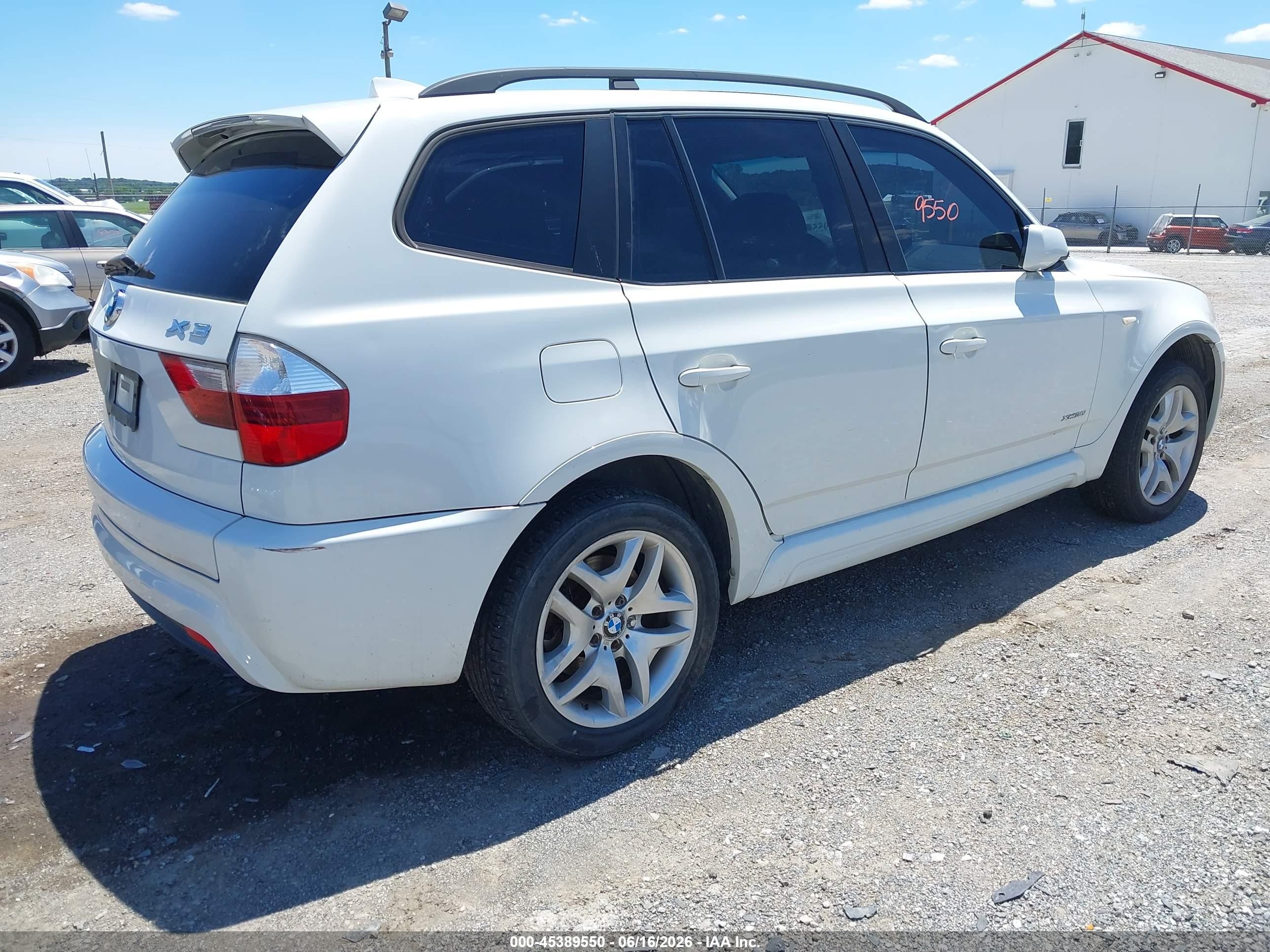 2009 Bmw X3 Xdrive30i White vin: WBXPC934X9WJ27179