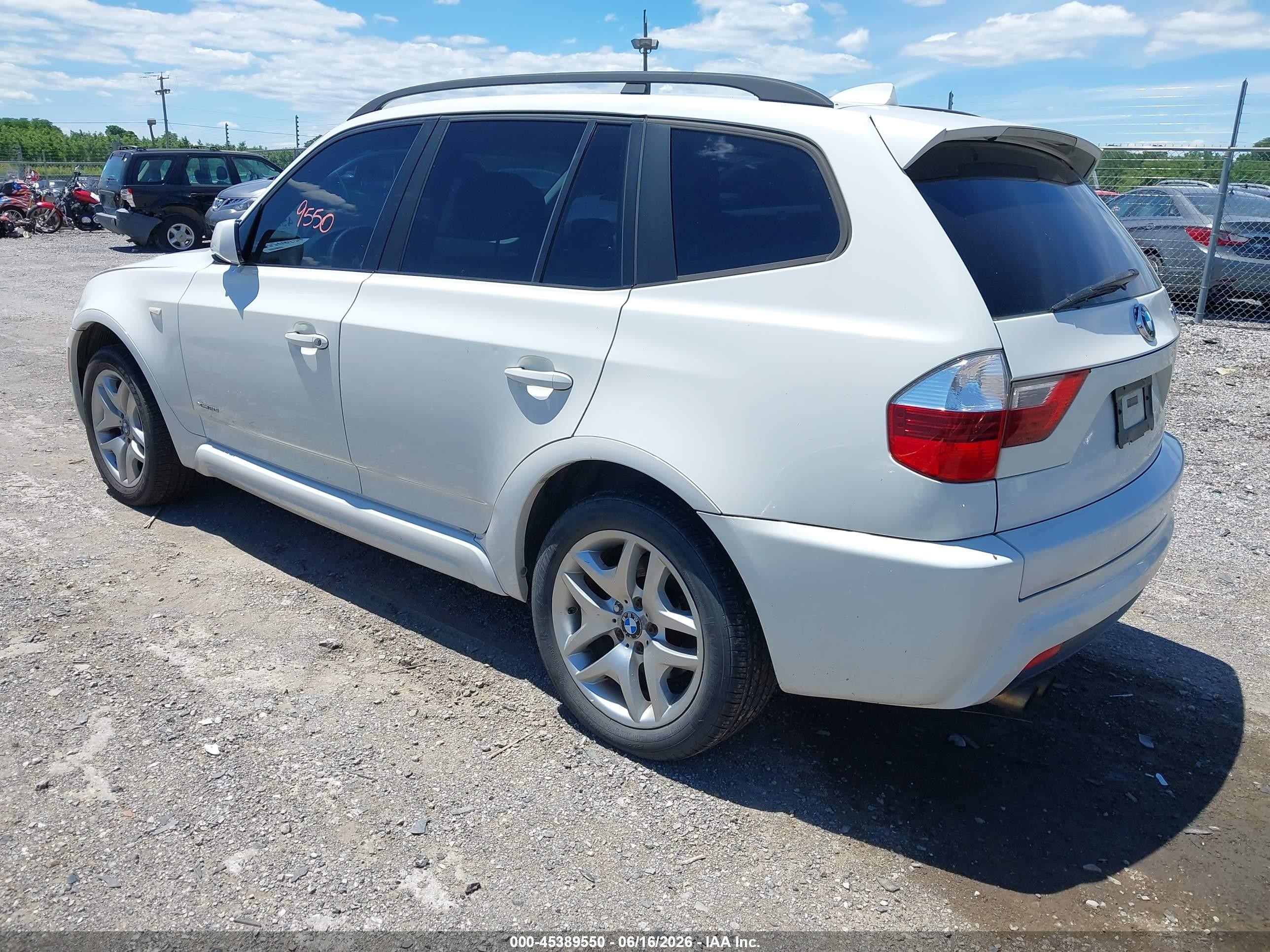 2009 Bmw X3 Xdrive30i White vin: WBXPC934X9WJ27179