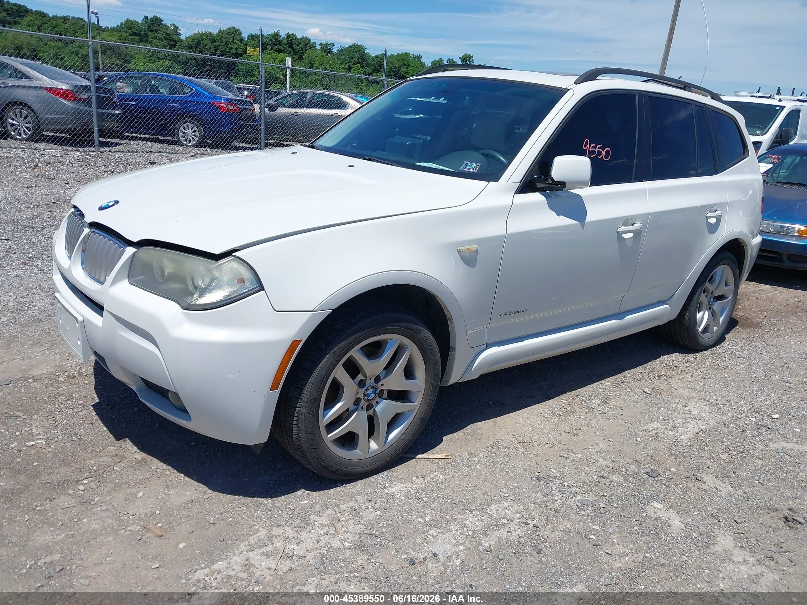 2009 Bmw X3 Xdrive30i White vin: WBXPC934X9WJ27179