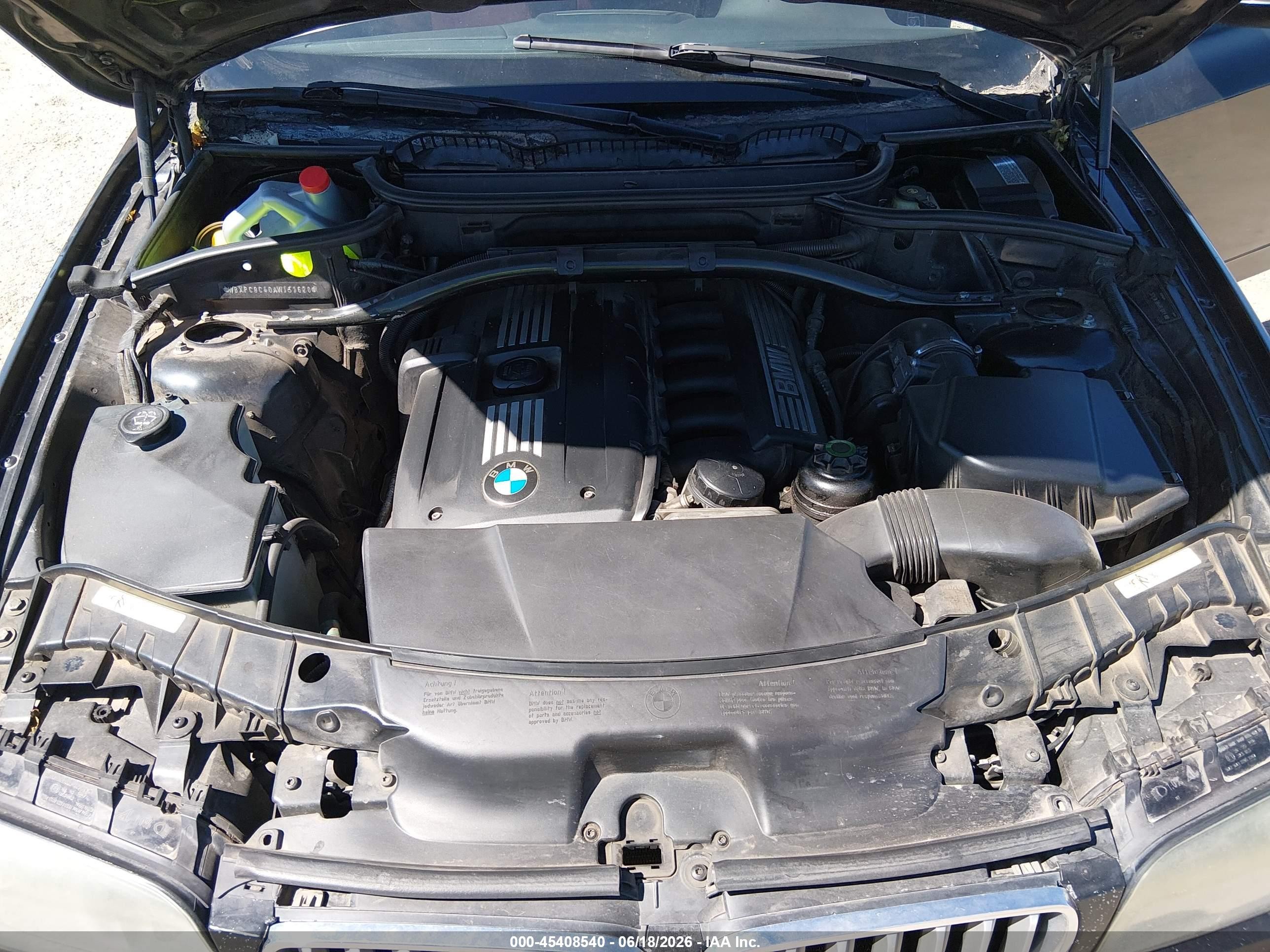 2010 Bmw X3 Xdrive30i Черный vin: WBXPC9C40AWJ31620