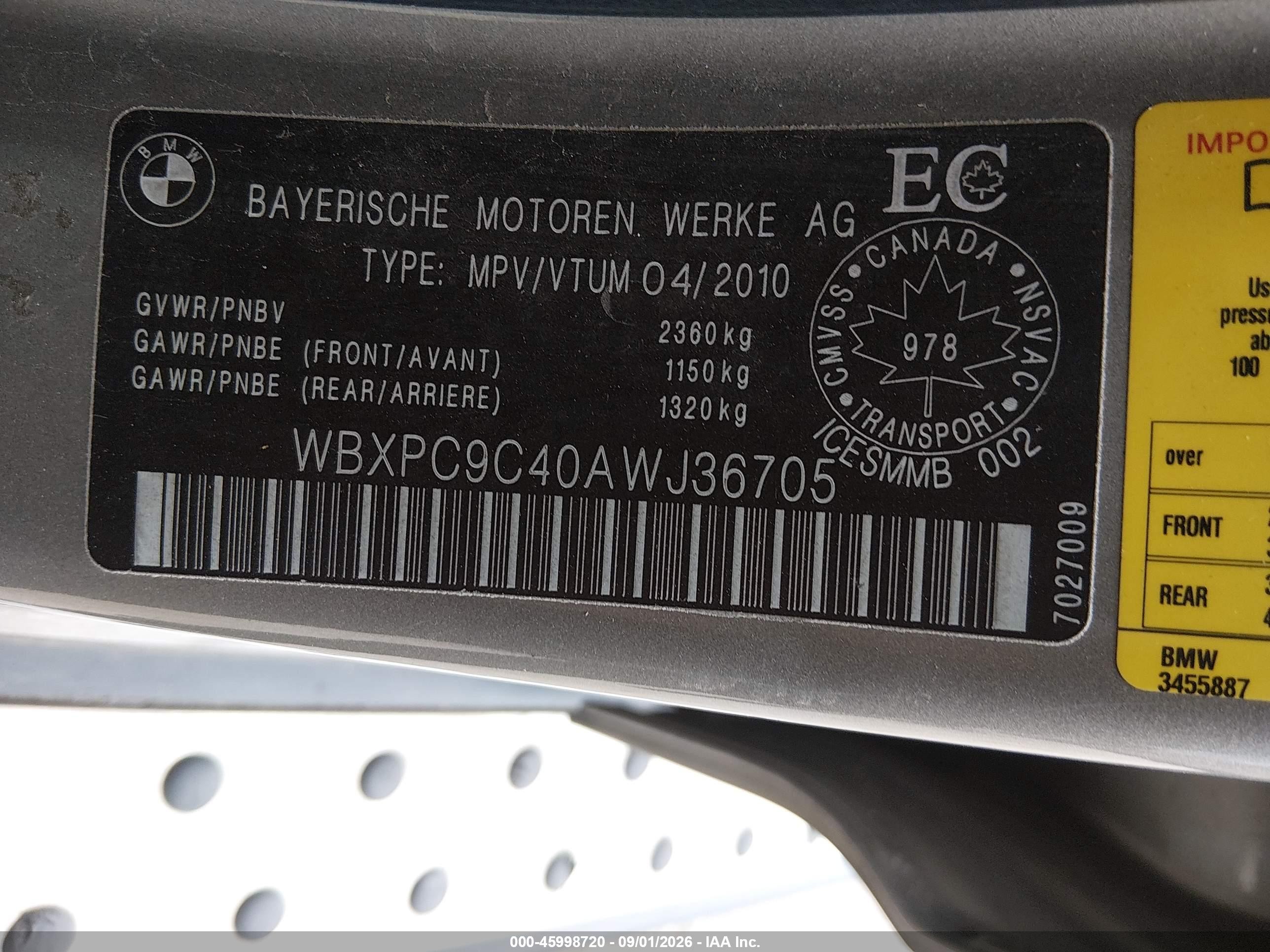 2010 Bmw X3 Xdrive30i Gold vin: WBXPC9C40AWJ36705