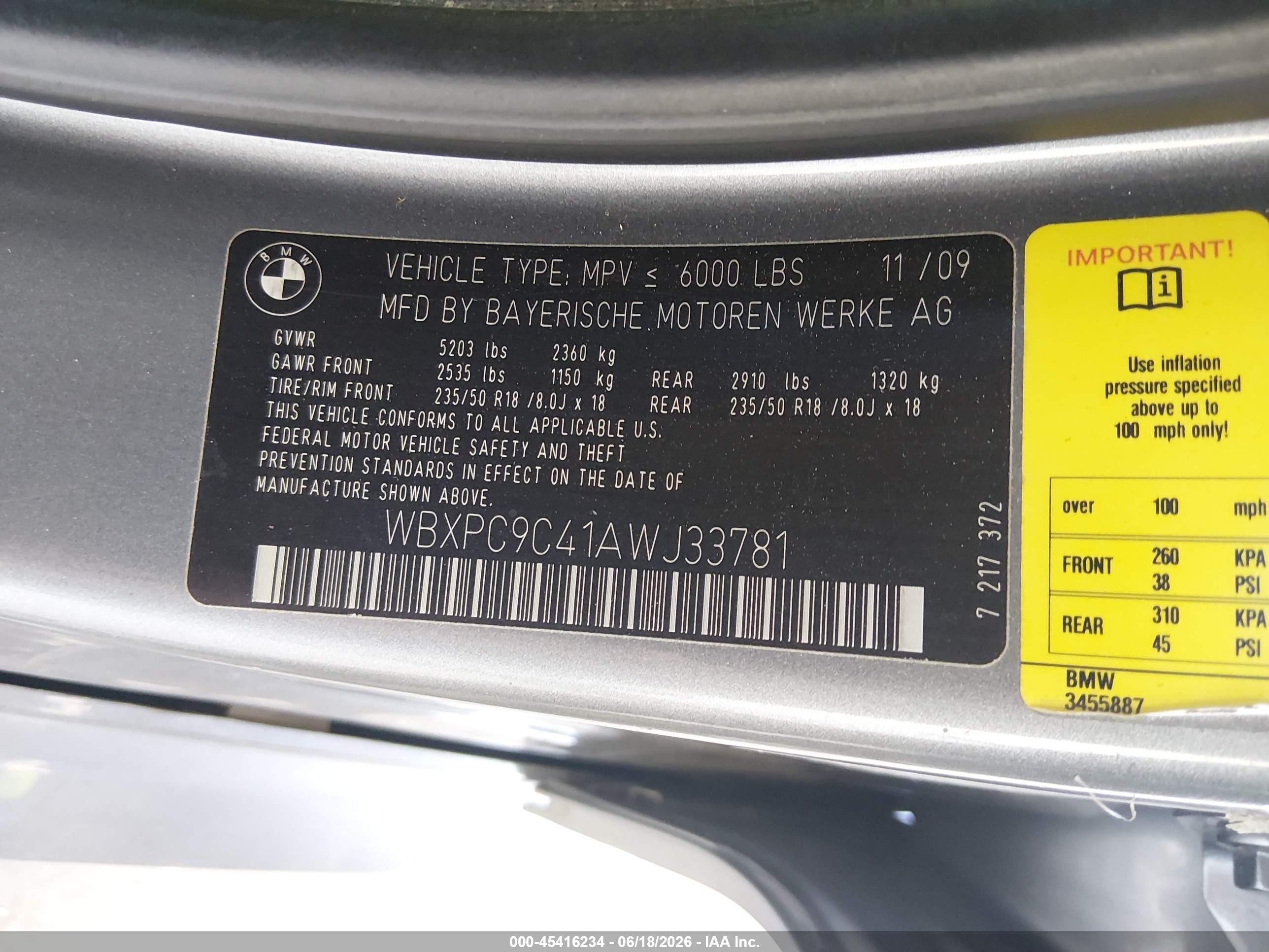 2010 Bmw X3 Xdrive30i Серый vin: WBXPC9C41AWJ33781