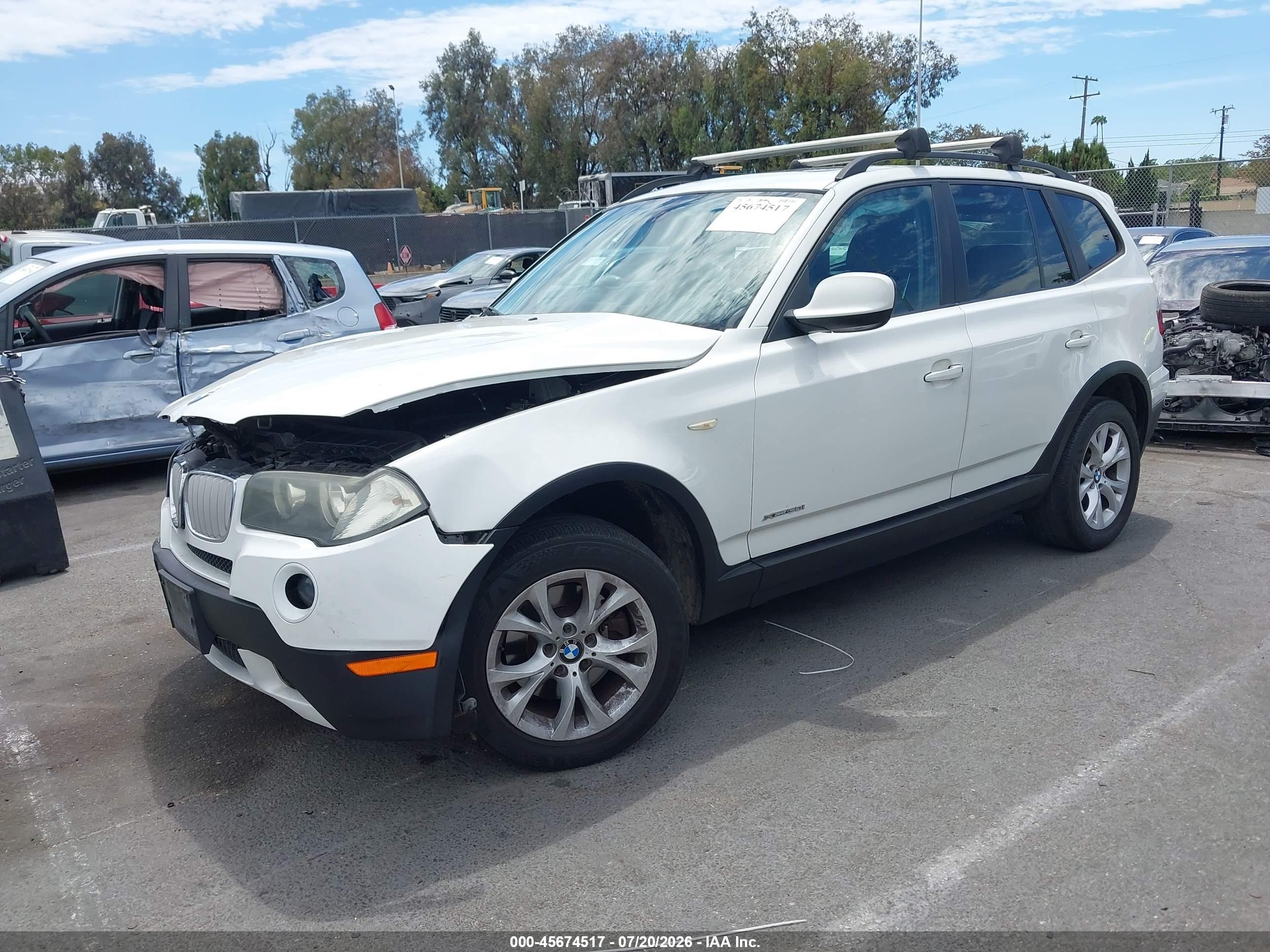 2010 Bmw X3 Xdrive30i White vin: WBXPC9C41AWJ34378