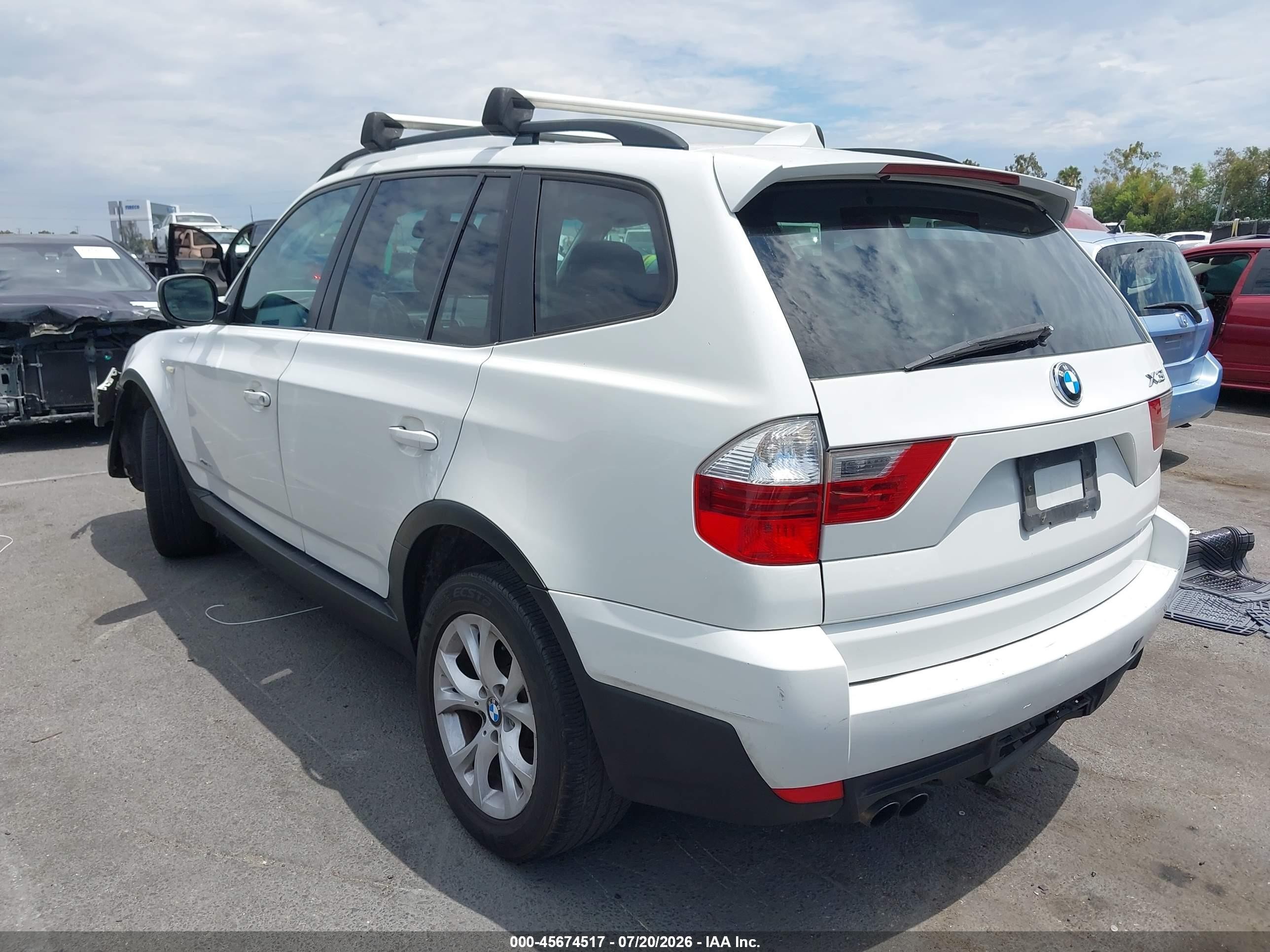 2010 Bmw X3 Xdrive30i White vin: WBXPC9C41AWJ34378