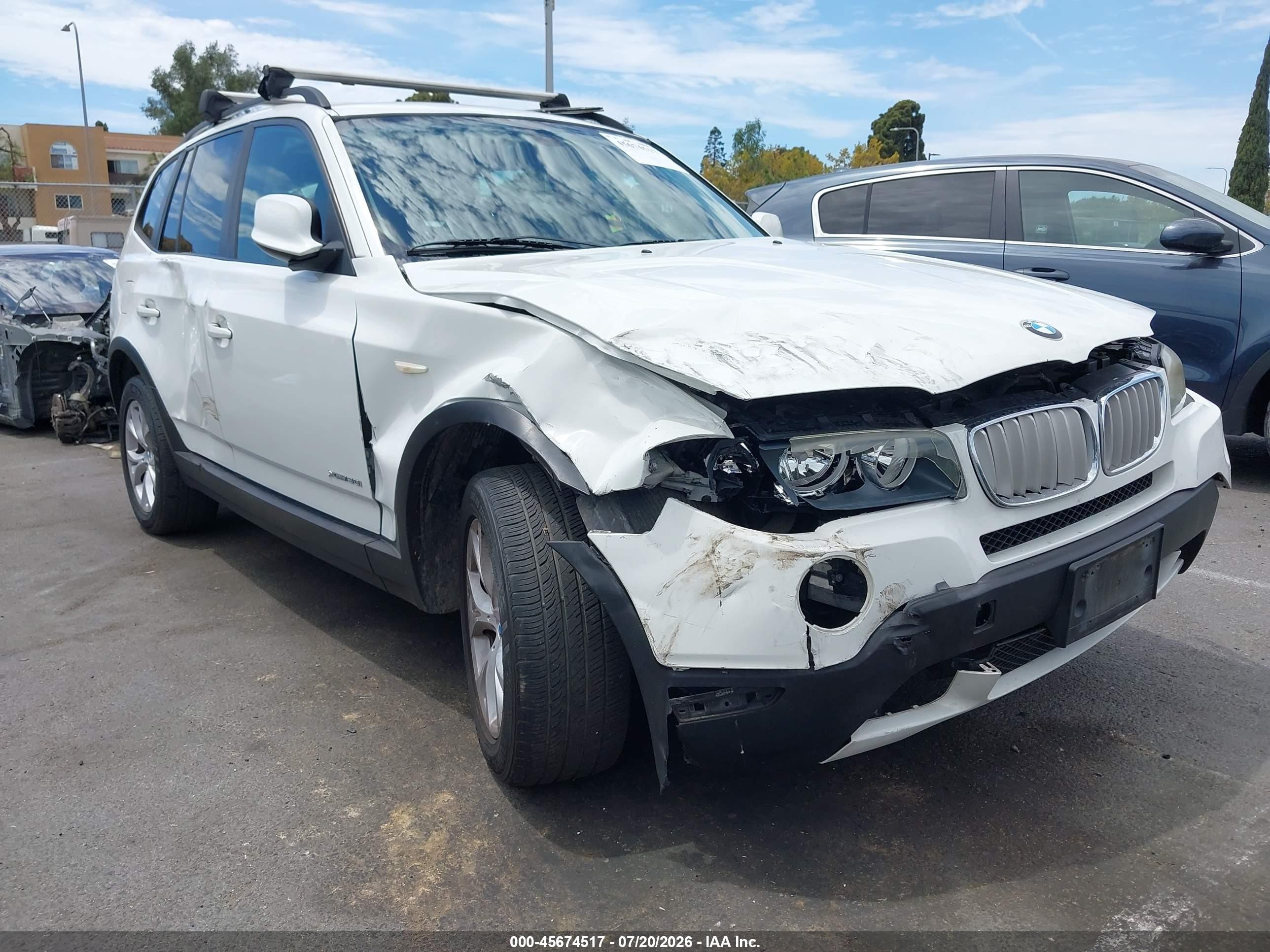 2010 Bmw X3 Xdrive30i White vin: WBXPC9C41AWJ34378