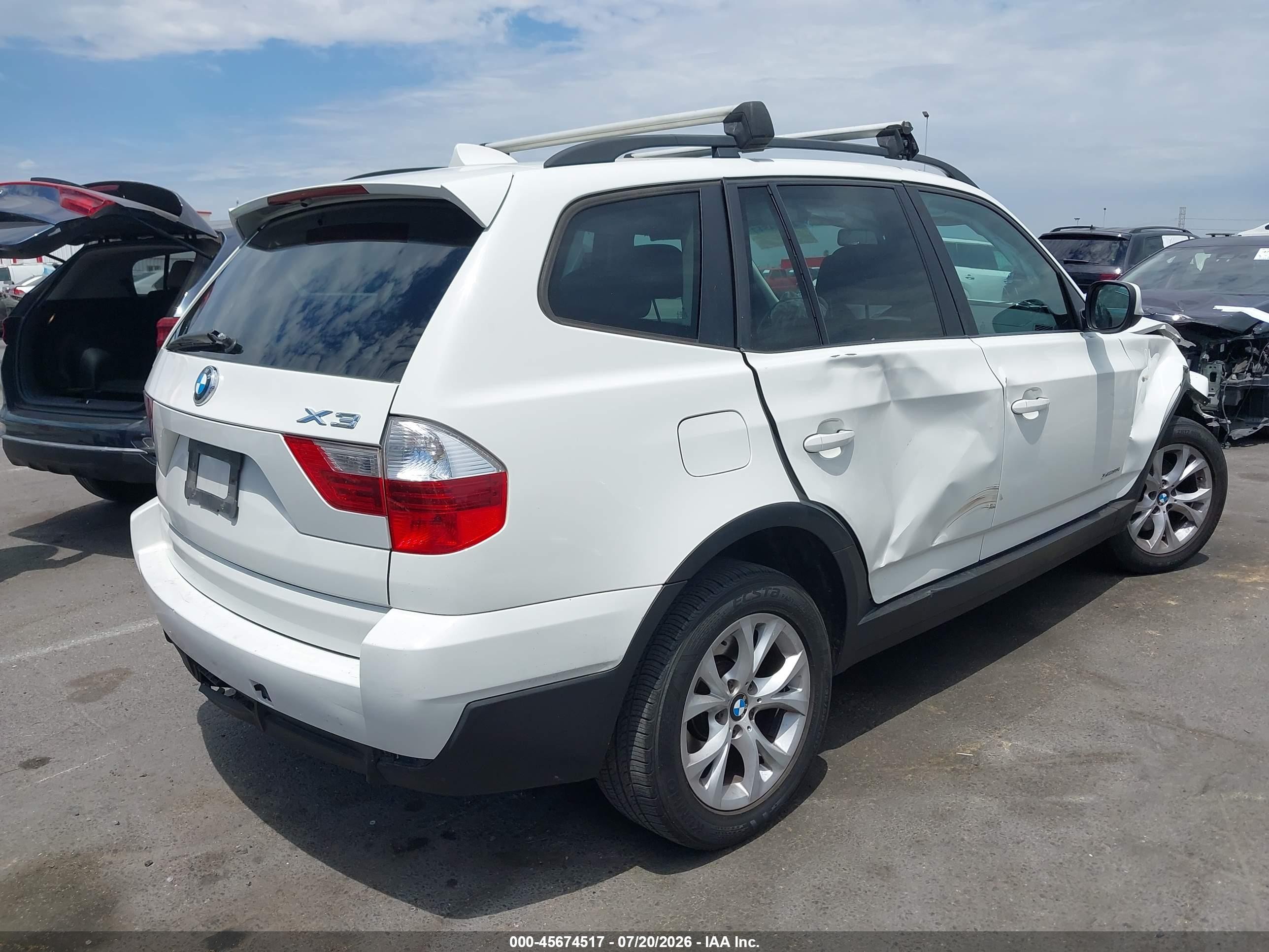 2010 Bmw X3 Xdrive30i White vin: WBXPC9C41AWJ34378