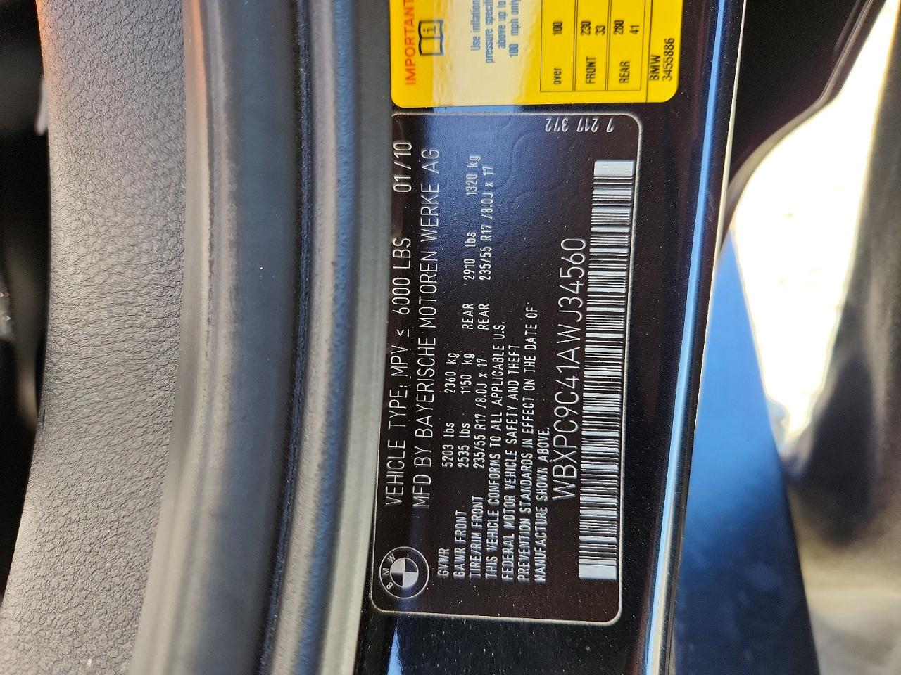 2010 Bmw X3 Xdrive30i Black vin: WBXPC9C41AWJ34560