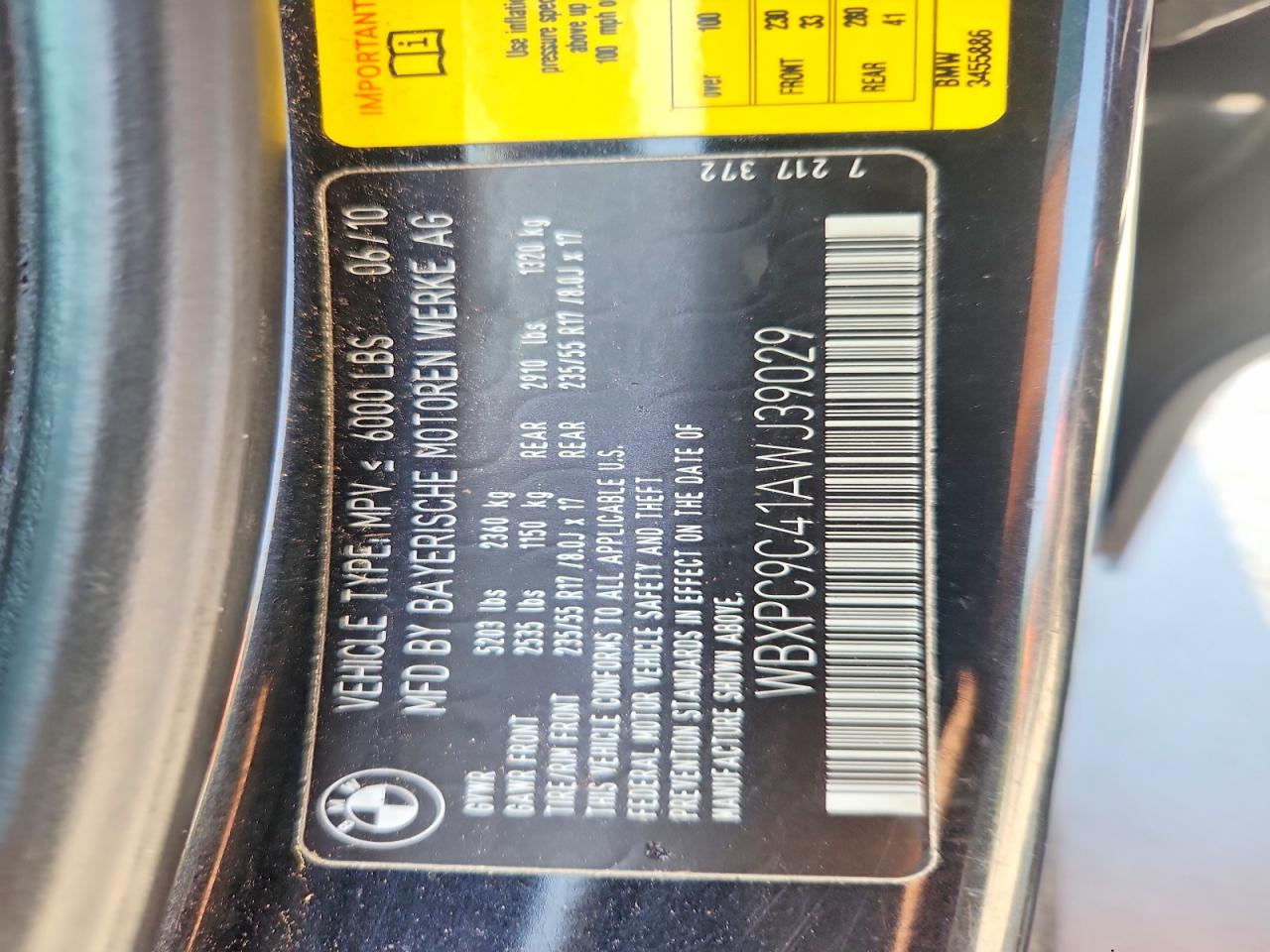 2010 Bmw X3 Xdrive30i Black vin: WBXPC9C41AWJ39029