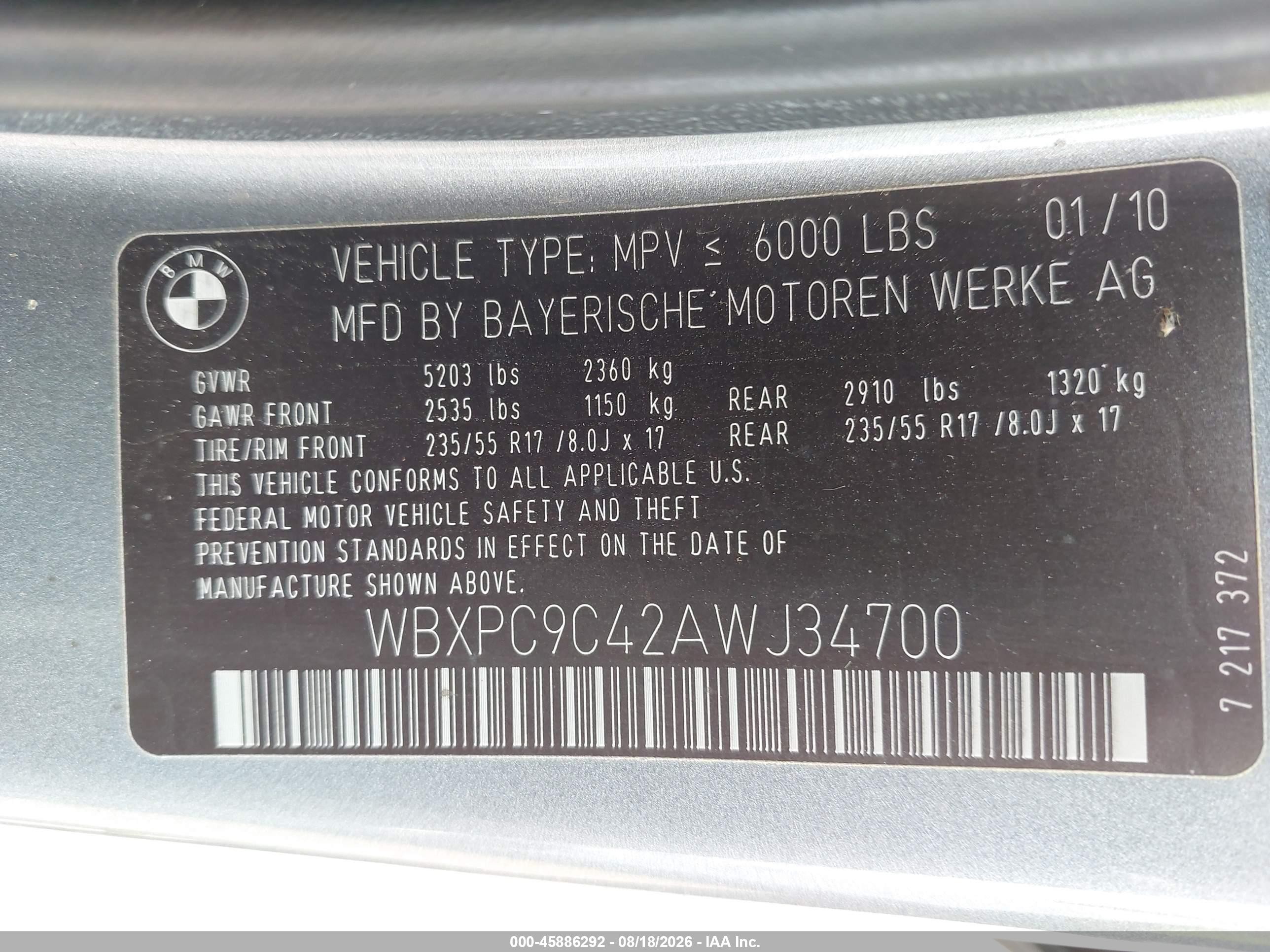 2010 Bmw X3 Xdrive30i Silver vin: WBXPC9C42AWJ34700