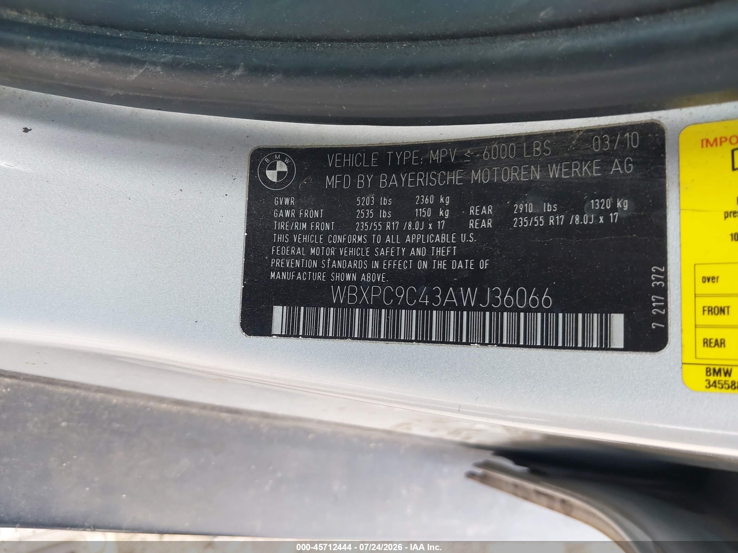 2010 Bmw X3 Xdrive30i Silver vin: WBXPC9C43AWJ36066