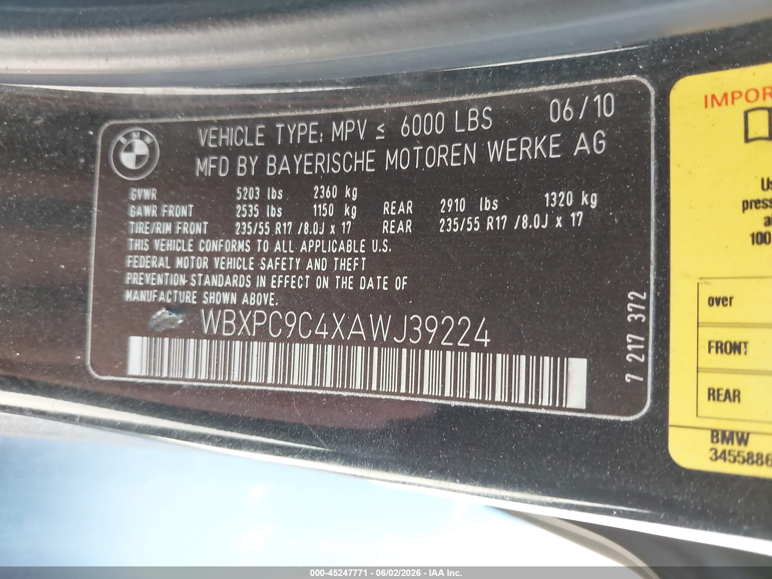 2010 Bmw X3 Xdrive30i Black vin: WBXPC9C4XAWJ39224