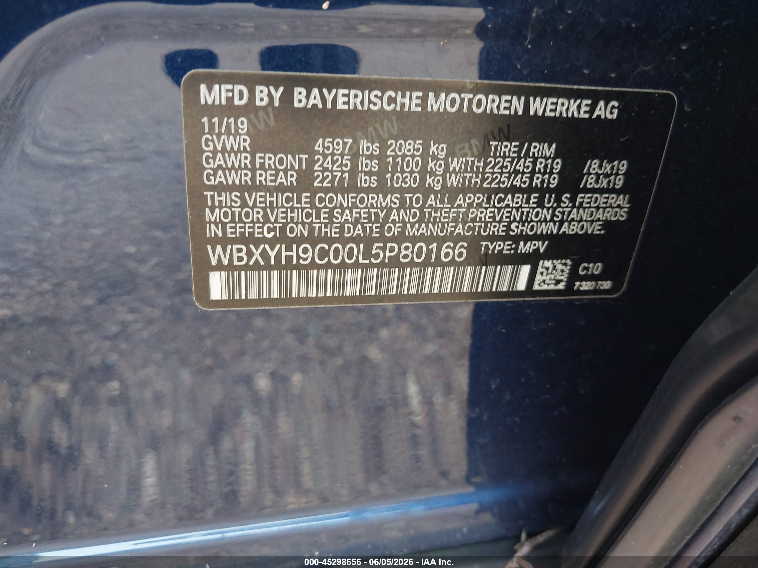 2020 Bmw X2 Sdrive28i Dark Blue vin: WBXYH9C00L5P80166