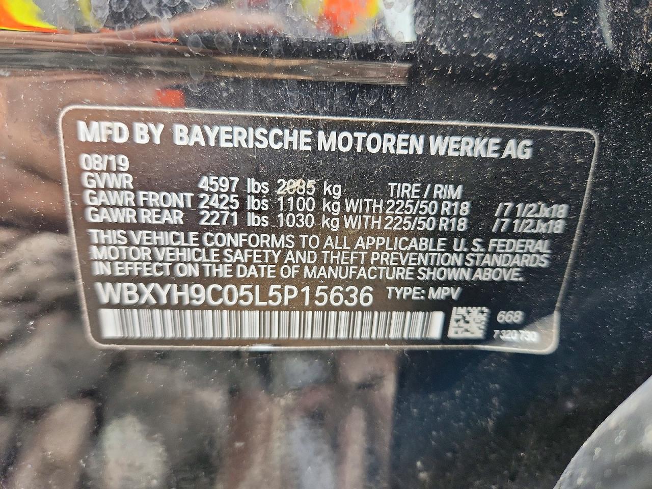 2020 Bmw X2 Sdrive28i Черный vin: WBXYH9C05L5P15636