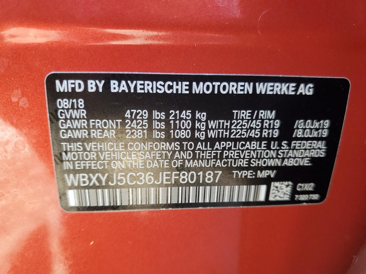 2018 Bmw X2 Xdrive28i Оранжевый vin: WBXYJ5C36JEF80187