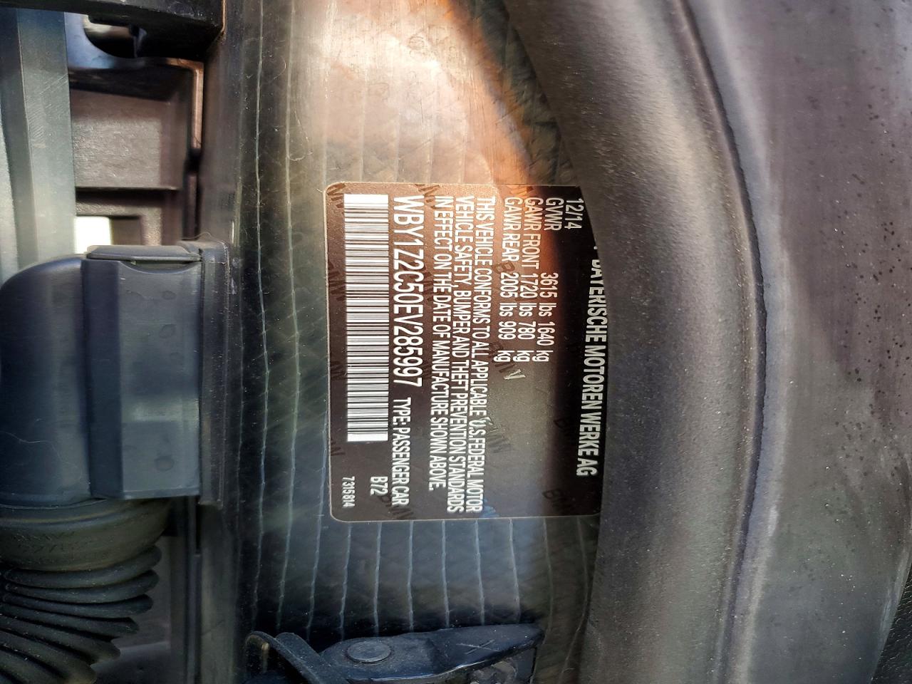 2014 Bmw I3 Bev Серебряный vin: WBY1Z2C50EV285997