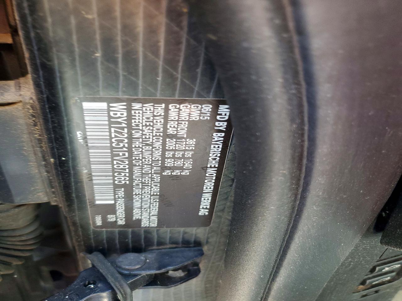 2015 Bmw I3 Bev Gray vin: WBY1Z2C51FV287565