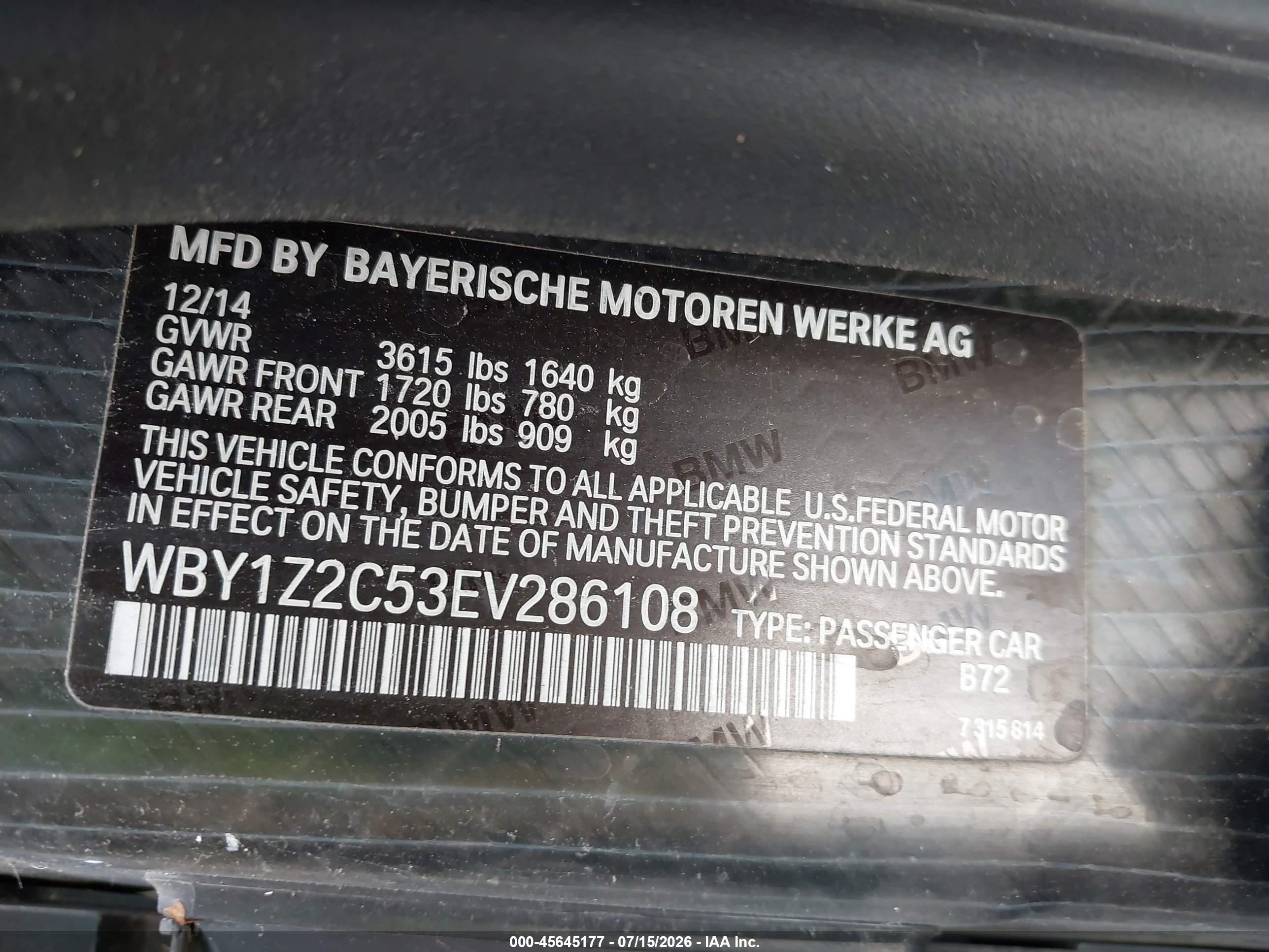 2014 Bmw I3   Silver vin: WBY1Z2C53EV286108
