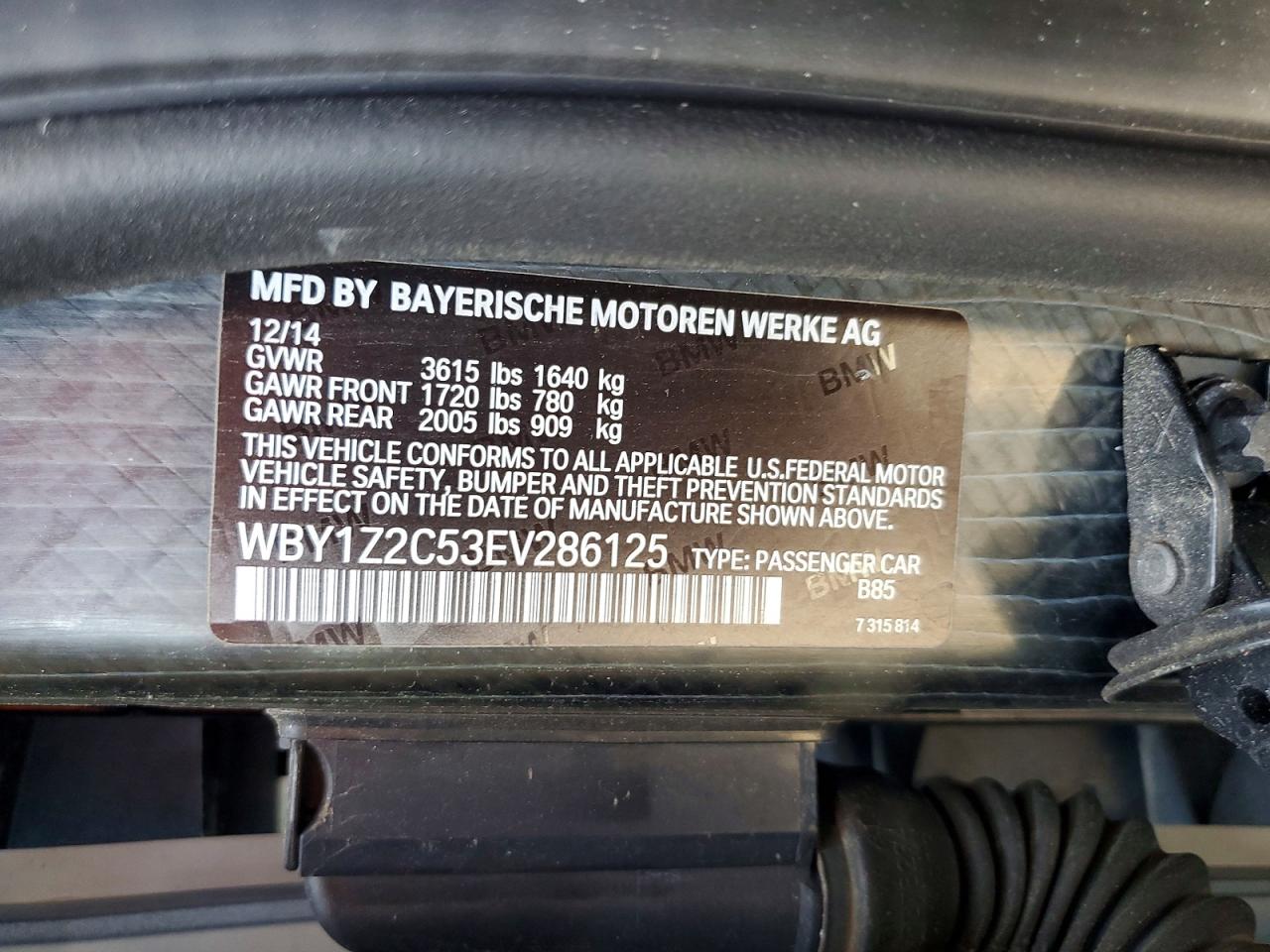 2014 Bmw I3 Bev White vin: WBY1Z2C53EV286125
