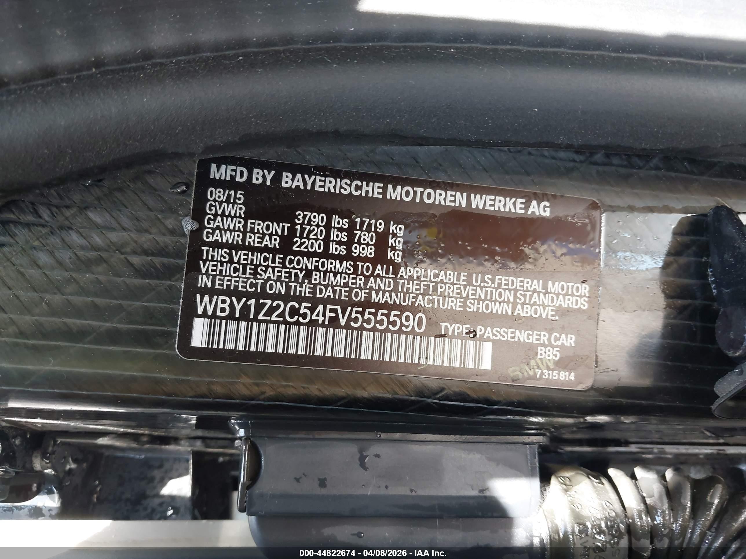 2015 Bmw I3 White vin: WBY1Z2C54FV555590