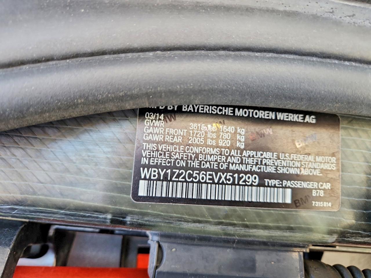 2014 Bmw I3 Bev Orange vin: WBY1Z2C56EVX51299
