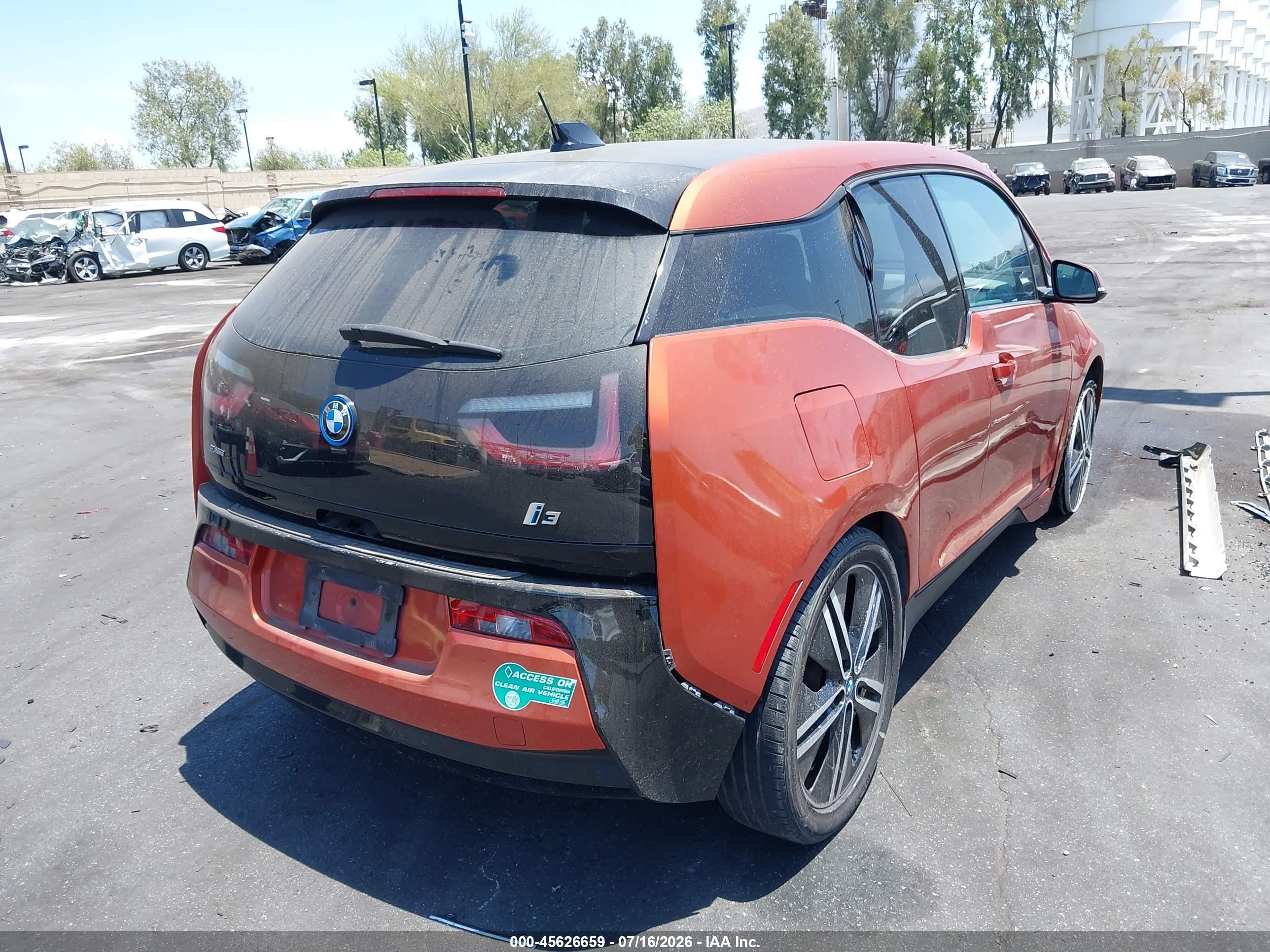 2014 Bmw I3 Base W/range Extender Orange vin: WBY1Z4C52EV272776