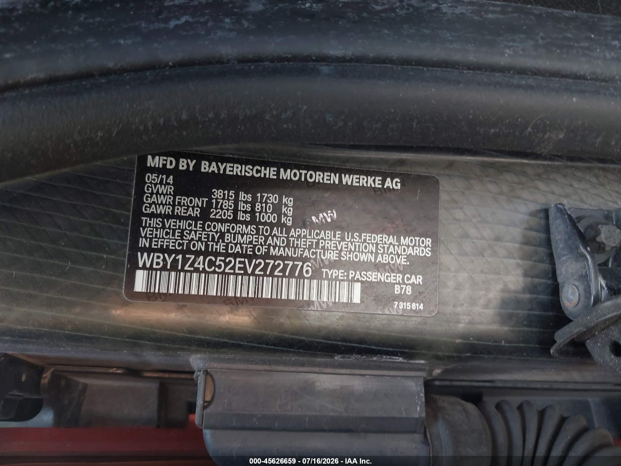 2014 Bmw I3 Base W/range Extender Orange vin: WBY1Z4C52EV272776