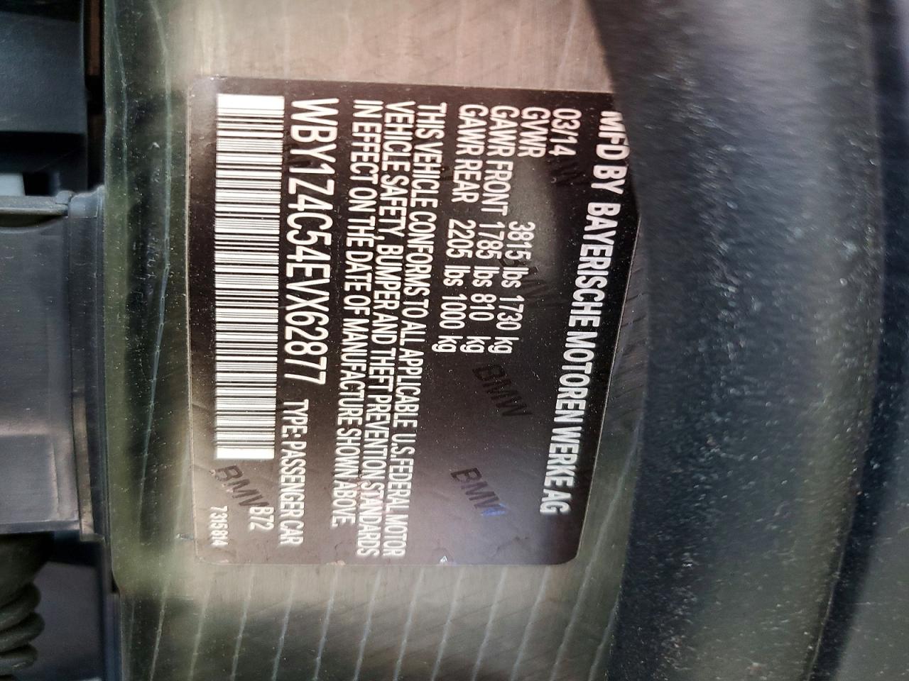 2014 Bmw I3 Rex Silver vin: WBY1Z4C54EVX62877