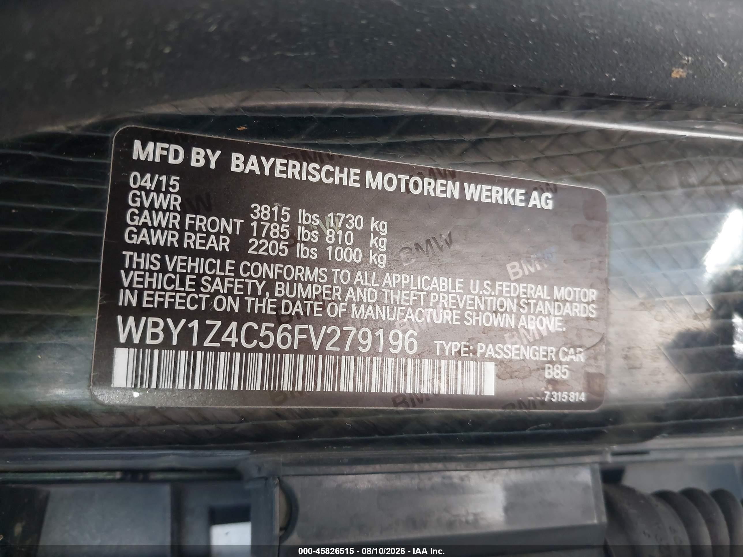 2015 Bmw I3 Base W/range Extender Белый vin: WBY1Z4C56FV279196