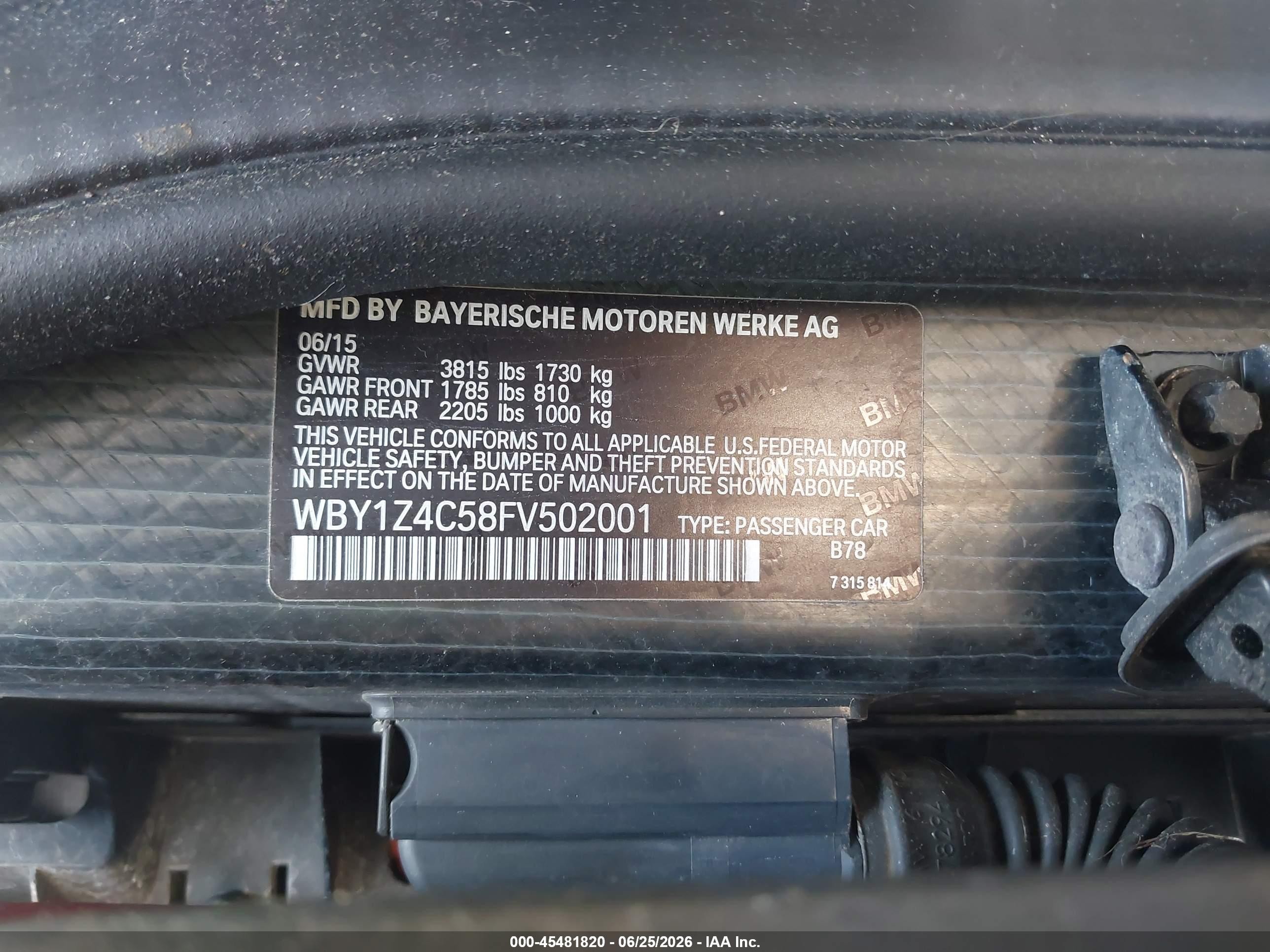 2015 Bmw I3 Base W/range Extender Orange vin: WBY1Z4C58FV502001