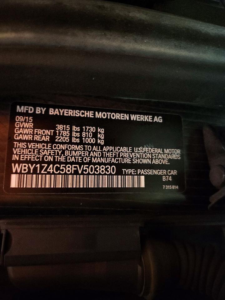2015 Bmw I3 Rex Черный vin: WBY1Z4C58FV503830