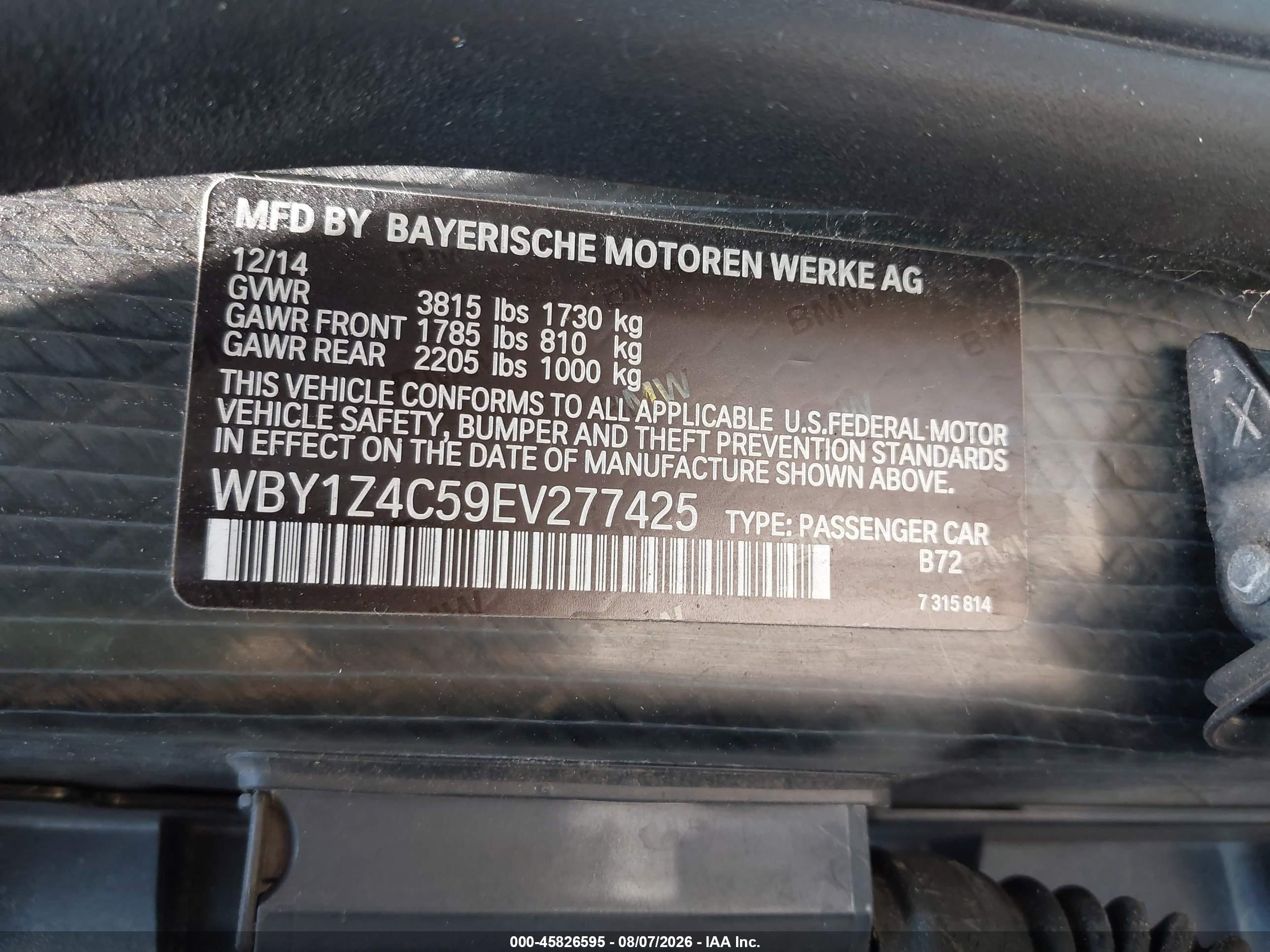 2014 Bmw I3 Base W/range Extender Silver vin: WBY1Z4C59EV277425