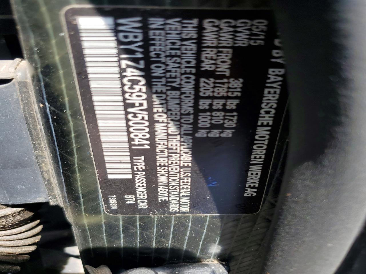 2015 Bmw I3 Rex Gray vin: WBY1Z4C59FV500841