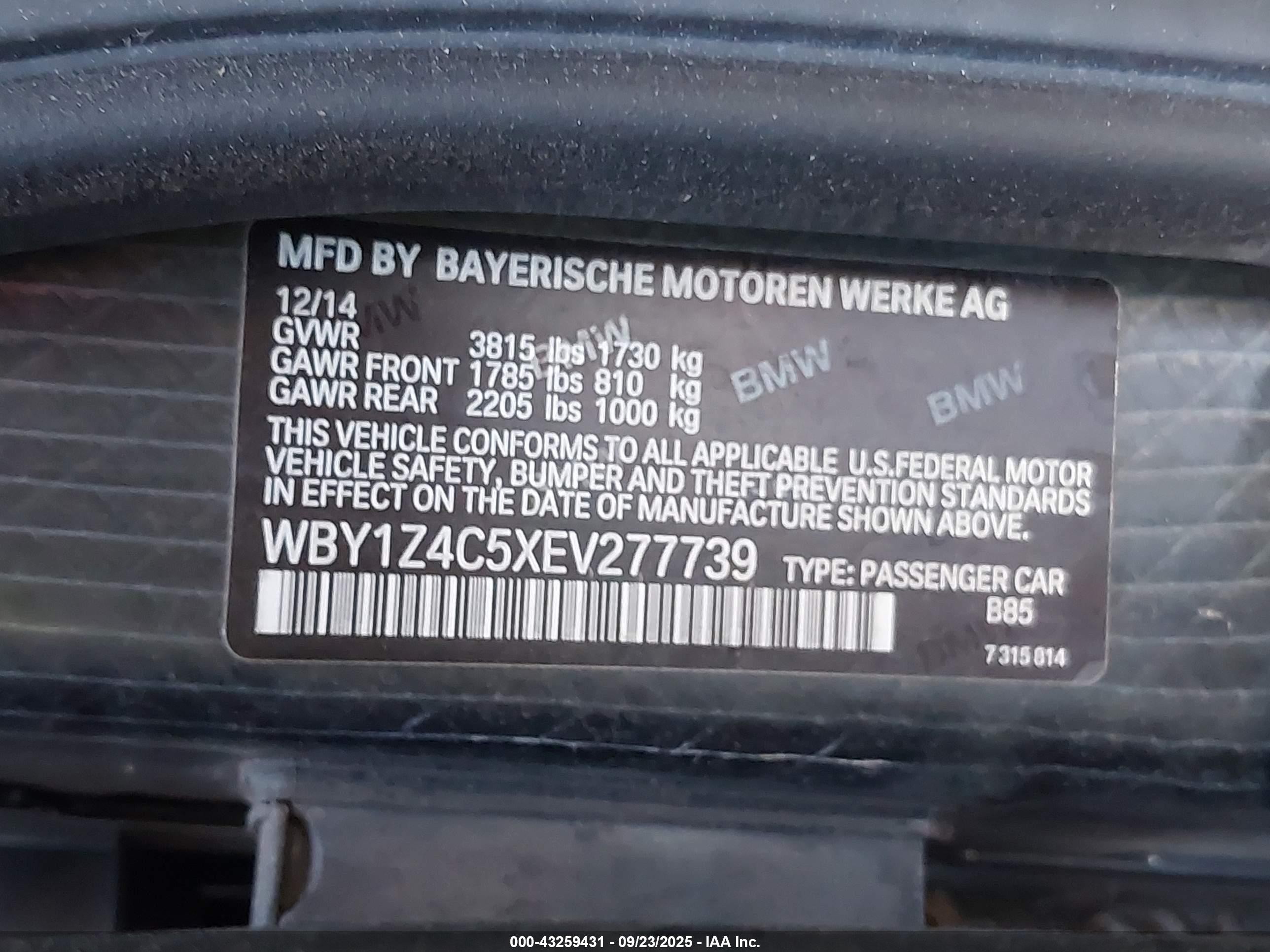 2014 Bmw I3 Base W/range Extender White vin: WBY1Z4C5XEV277739