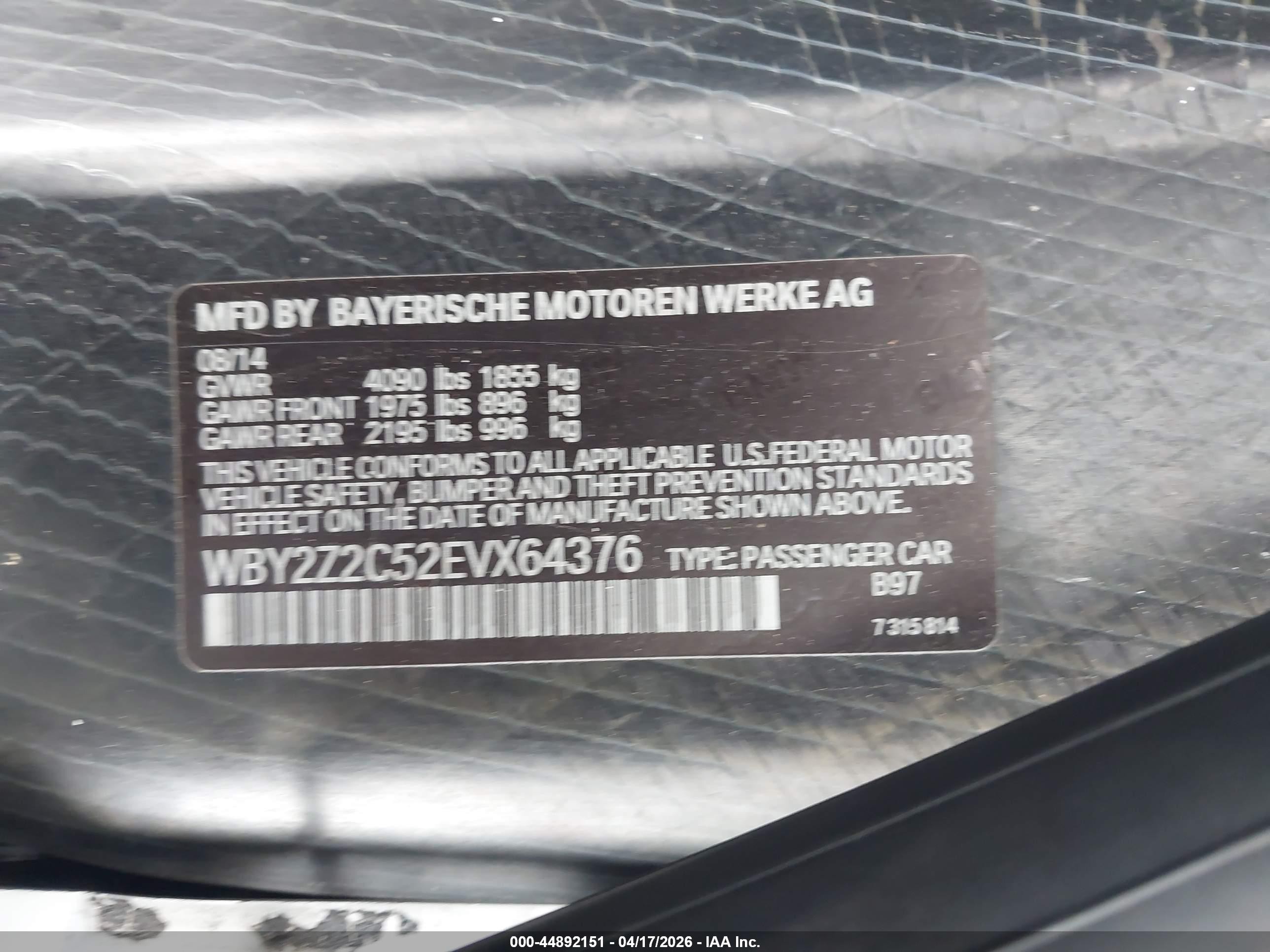 2014 Bmw I8 White vin: WBY2Z2C52EVX64376