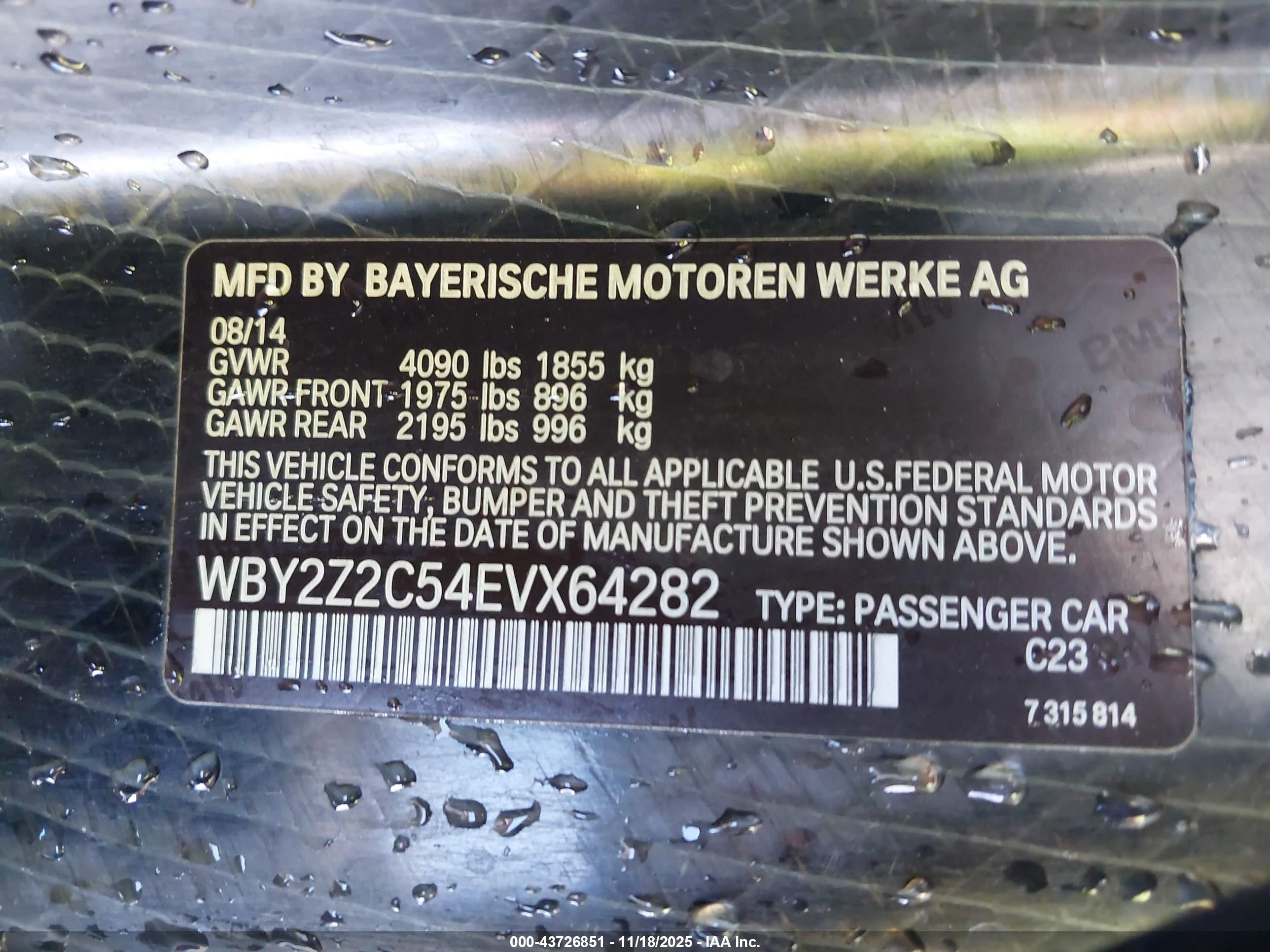2014 Bmw I8   Black vin: WBY2Z2C54EVX64282
