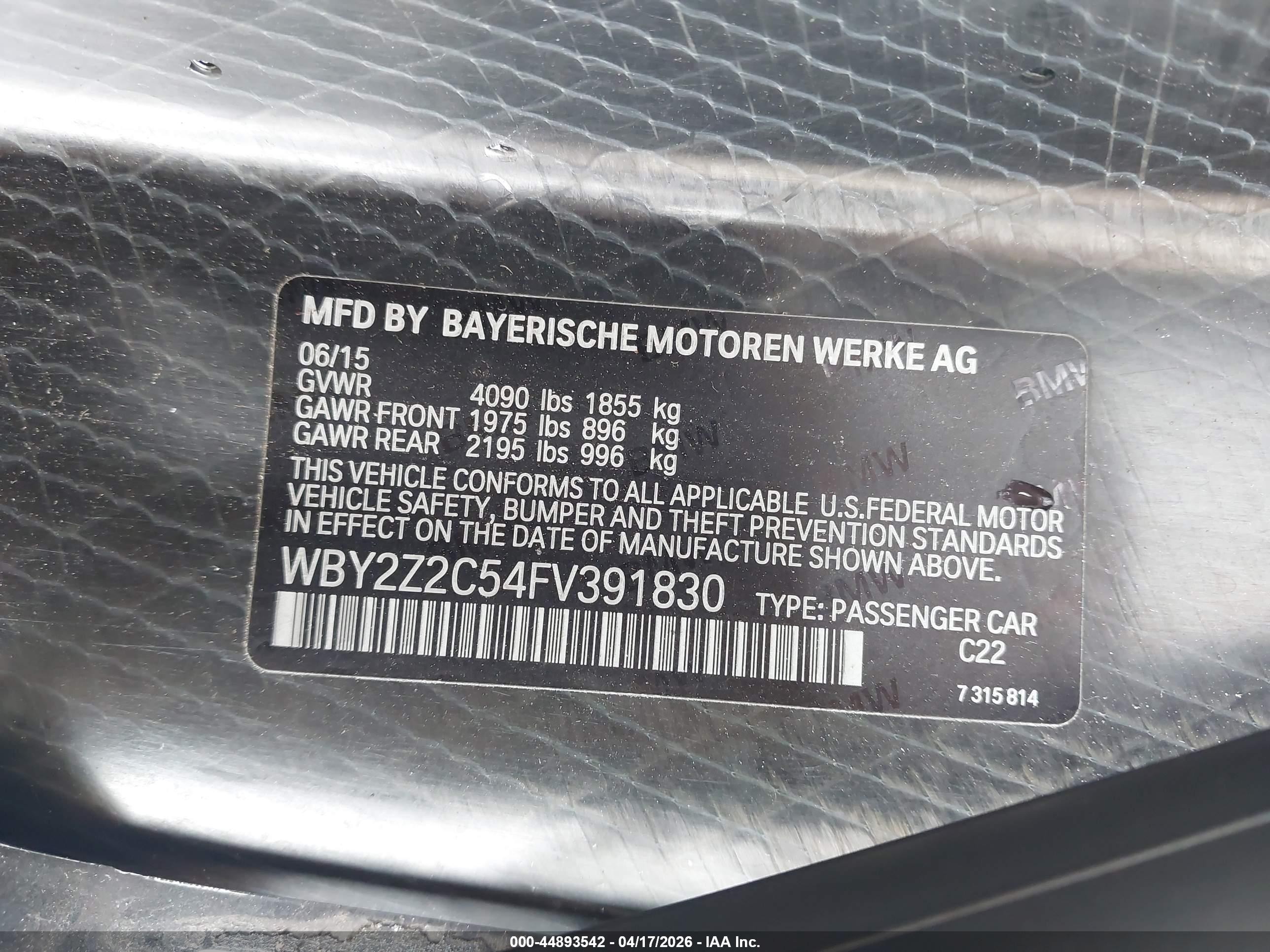 2015 Bmw I8   Black vin: WBY2Z2C54FV391830