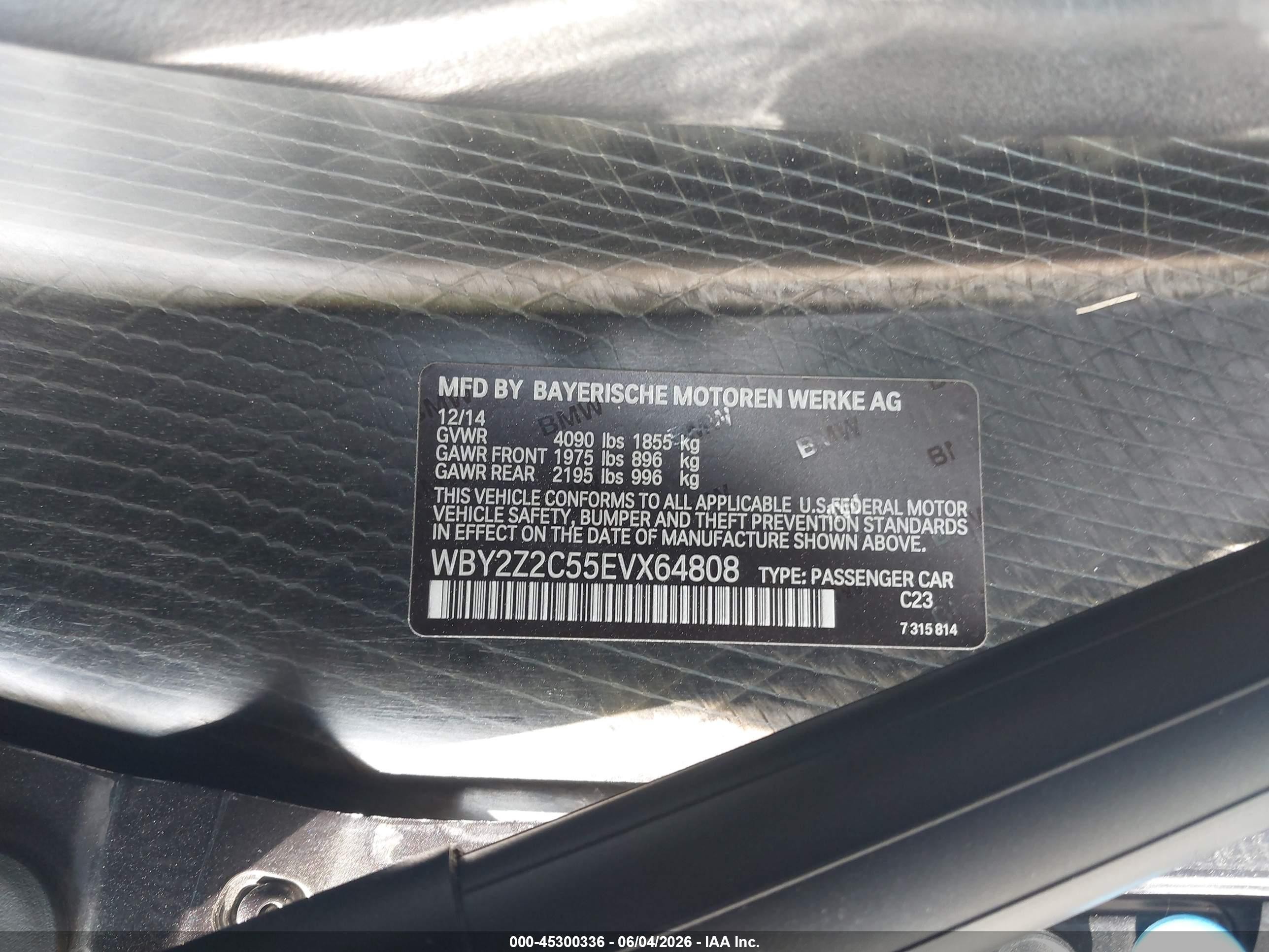 2014 Bmw I8   Black vin: WBY2Z2C55EVX64808