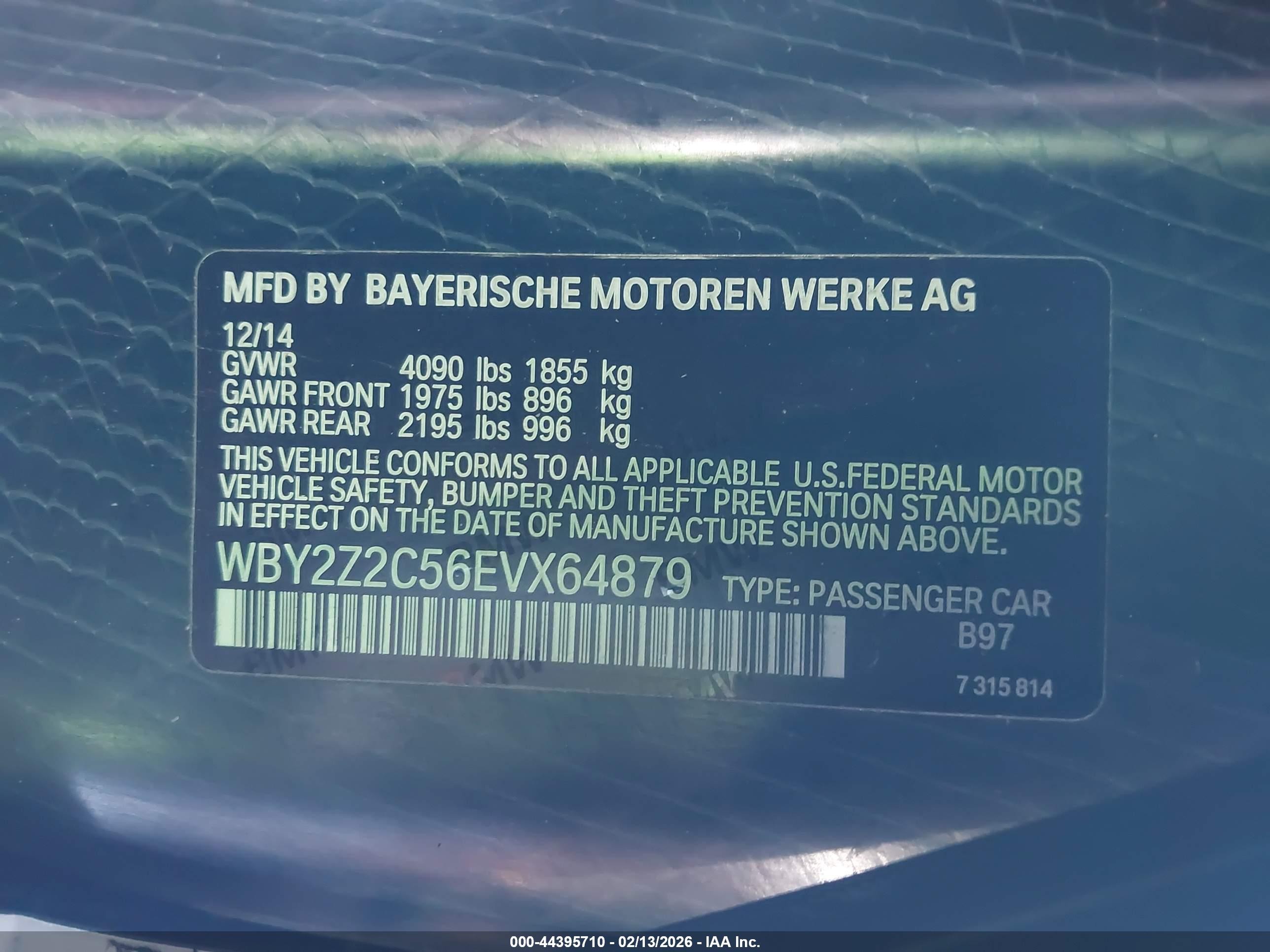 2014 Bmw I8   White vin: WBY2Z2C56EVX64879