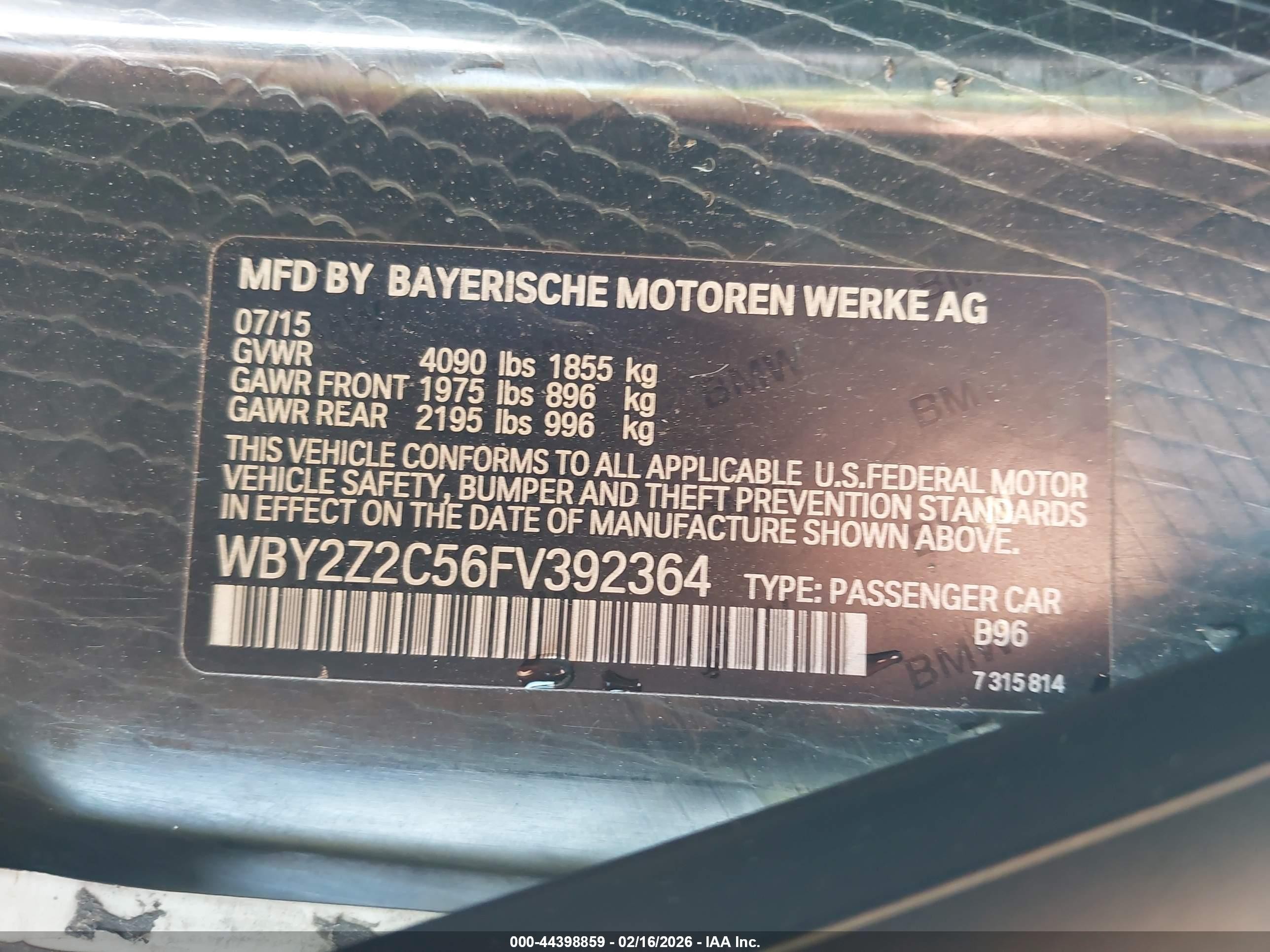 2015 Bmw I8   Black vin: WBY2Z2C56FV392364