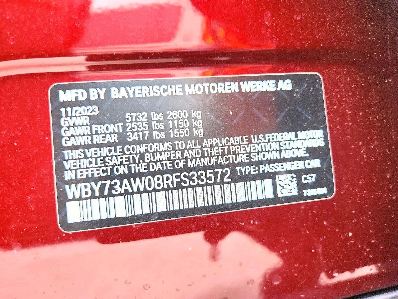 2024 Bmw I4 Edrive 40 Maroon vin: WBY73AW08RFS33572
