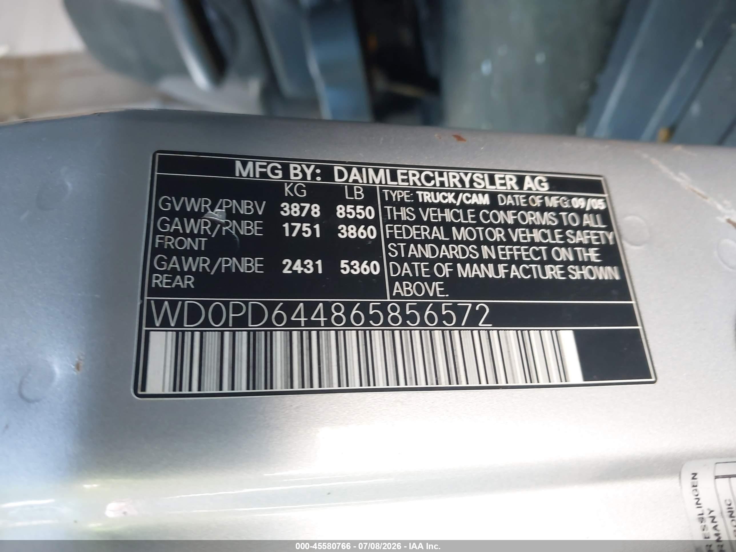 2006 Dodge Sprinter Van 2500 Hc White vin: WD0PD644865856572