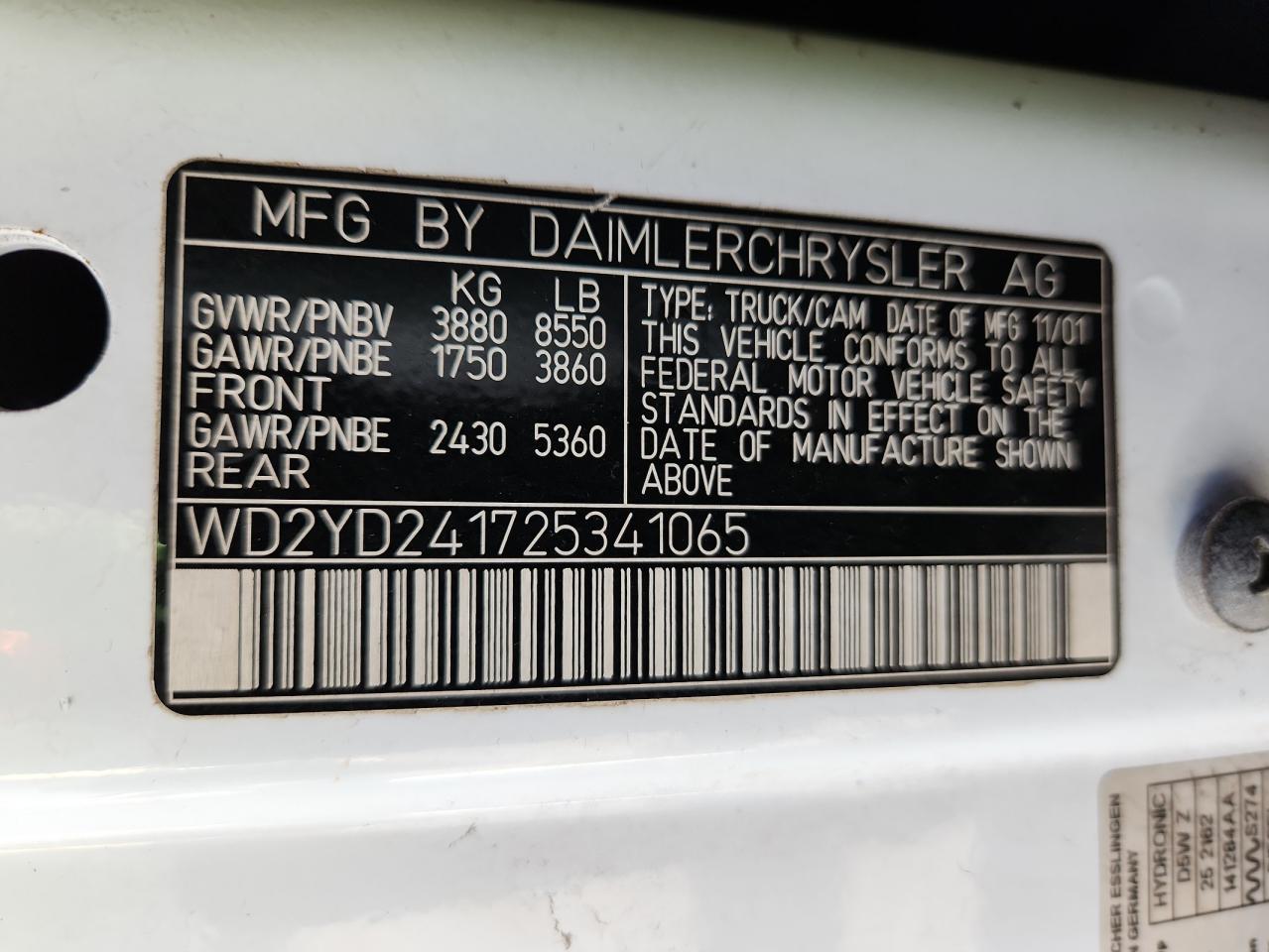2002 Freightliner Sprinter 2500 Brown vin: WD2YD241725341065
