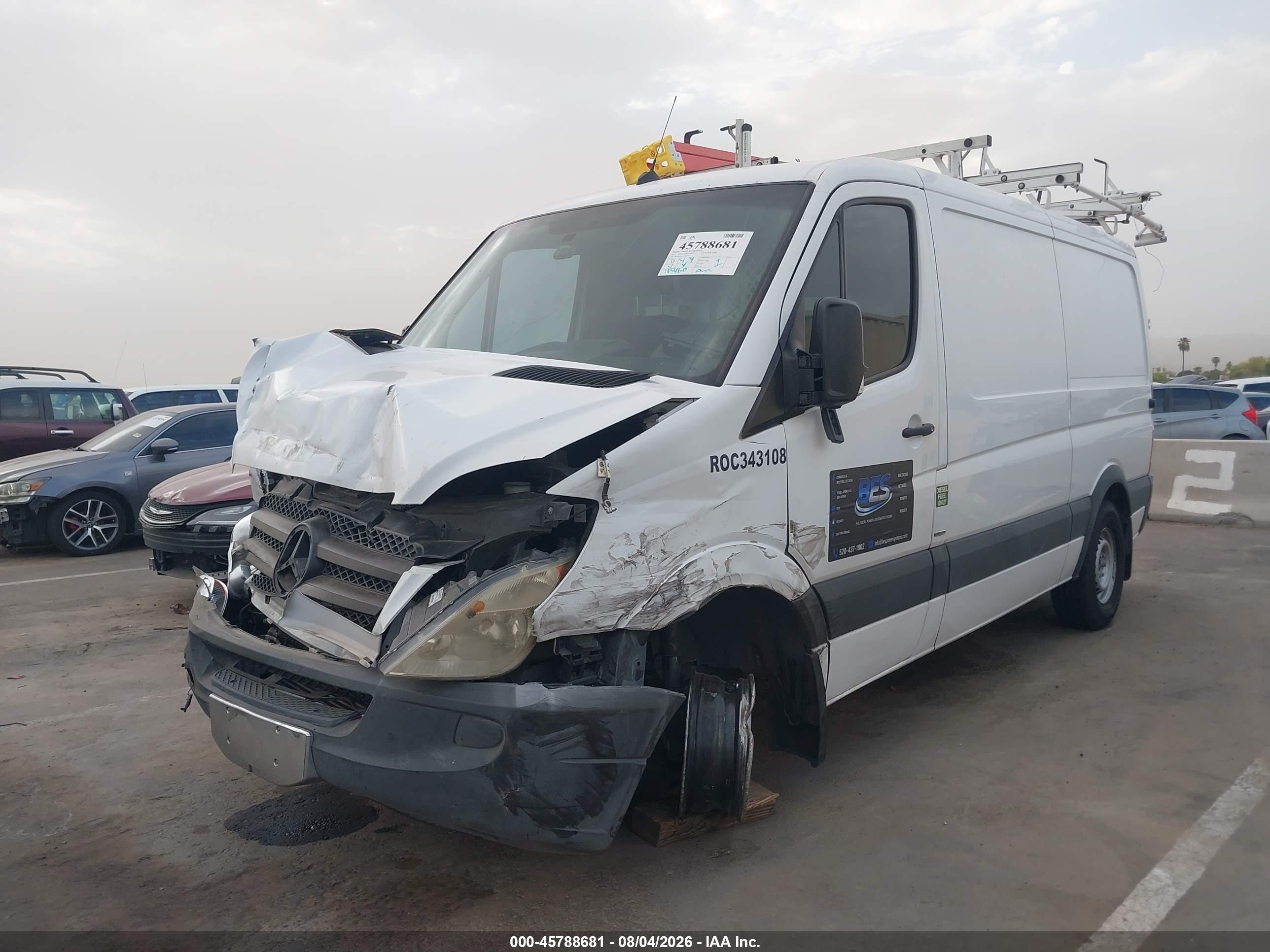 2013 Mercedes-benz Sprinter 2500 Normal Roof White vin: WD3PE7CC5D5801993