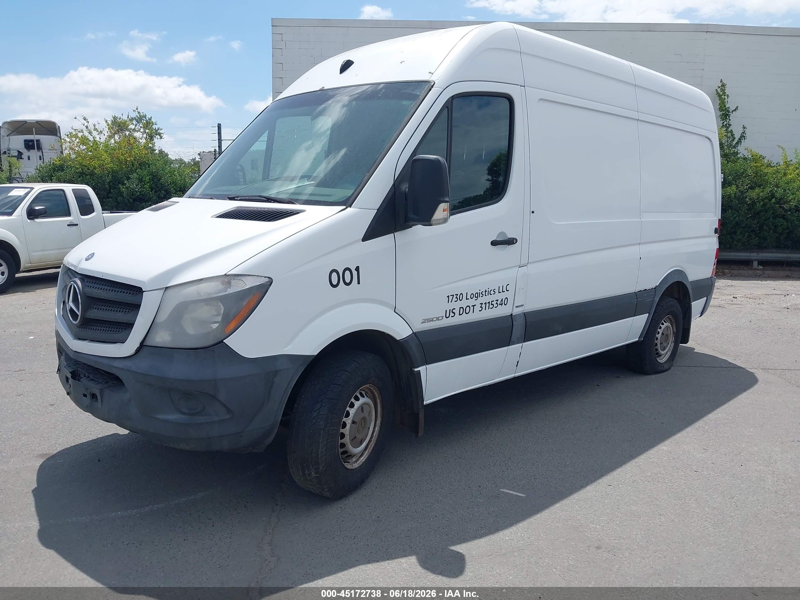 2014 Mercedes-benz Sprinter 2500 Normal Roof White vin: WD3PE7DC3E5884209