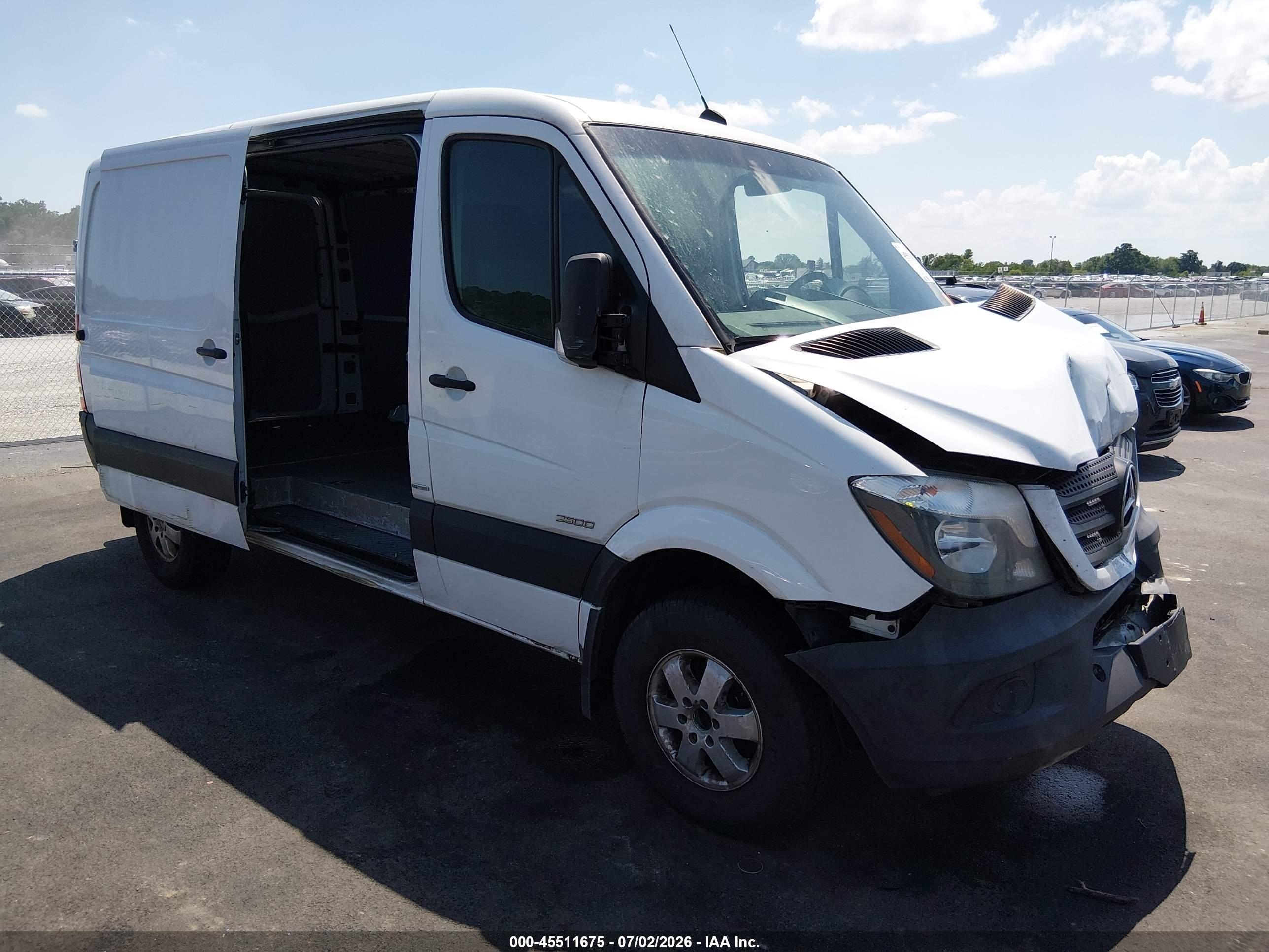 2015 Mercedes-benz Sprinter 2500 Normal Roof White vin: WD3PE7DC9F5993498